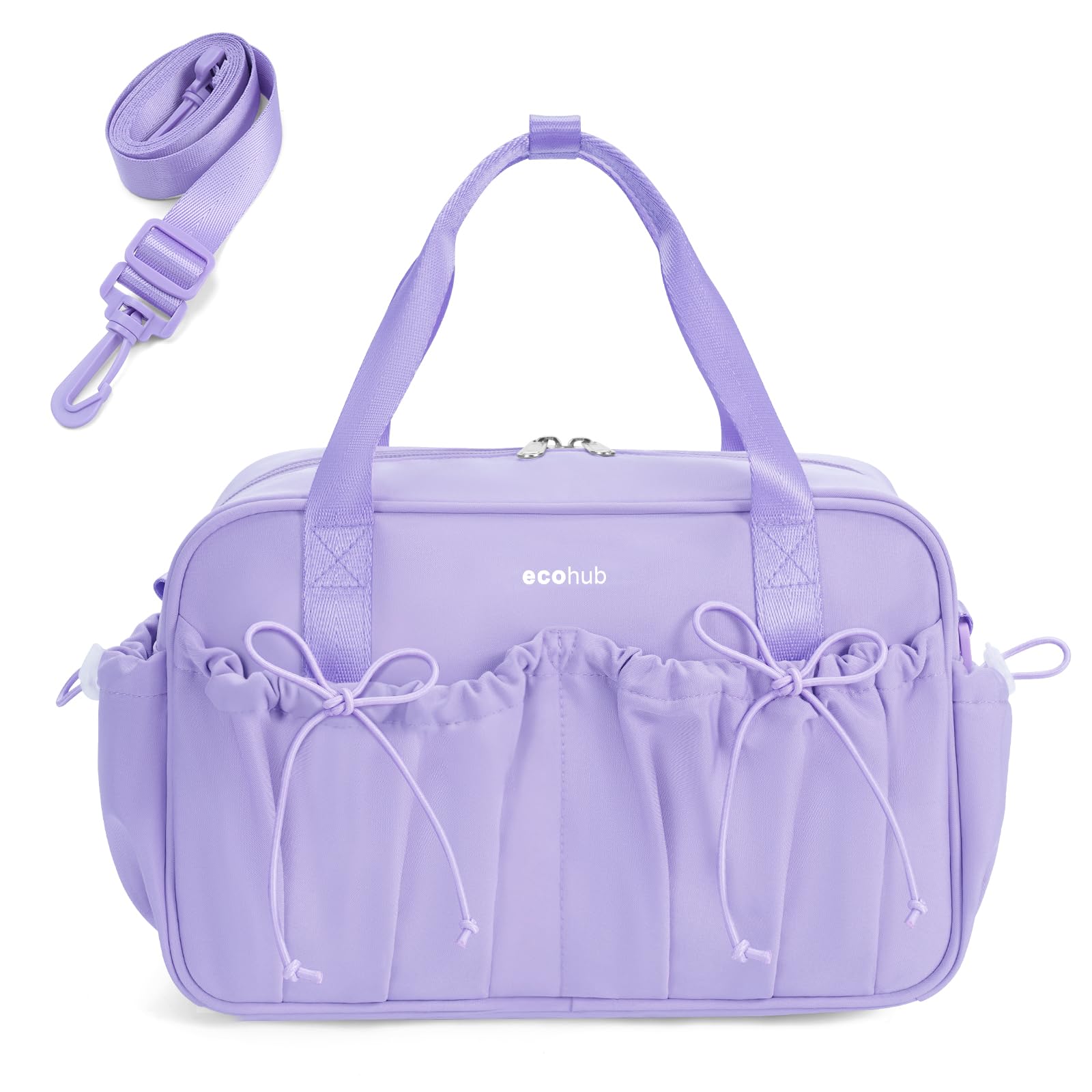 ECOHUB Small Gym Bag for Women, Mini Gym Duffle Bag with Wet Compartment, Bowknot Sports Bag, Cute Gym Tote Bag Dance Yoga Workout Travel Bags Lavender