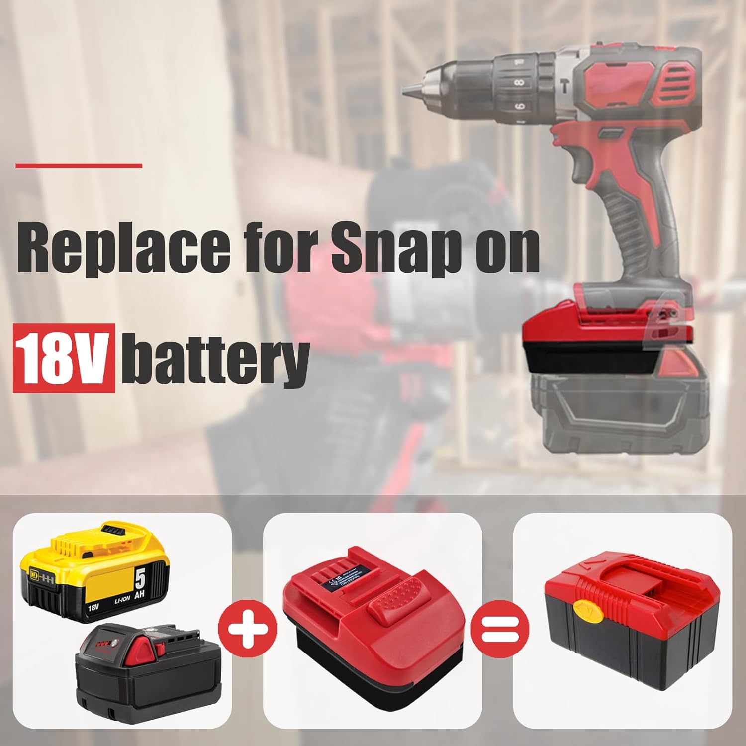EID Battery Adapter for Dewalt 20V & for Milwaukee M18 18V Lithium Battery Convert to Power for Snap-on 18V CTB8185 CTB7185 CTB8187 Cordless Power Tools