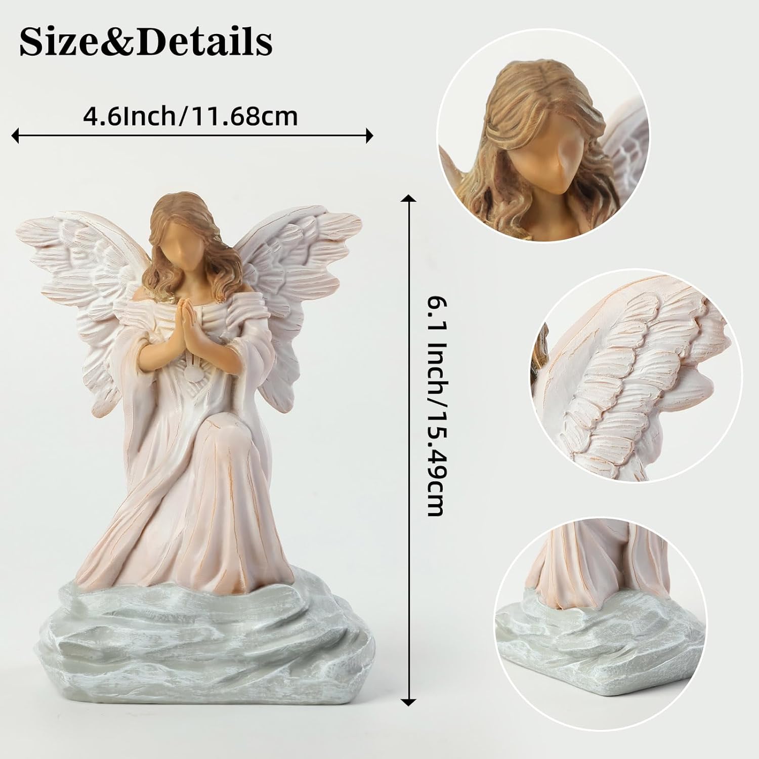 Guardian Angel Statue with Praying Hands - Sympathy, Remembrance, Healing, and Mother’s Day Resin Collectible Decorations for Home, Mom, Grandma - Image 6