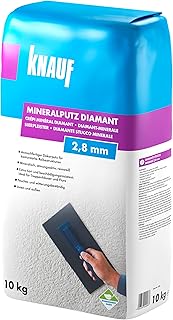 Knauf Mineralputz Diamant 2,8-mm Körnung – mineralischer Dekor-Putz, als Decken-, Wand-Belag oder Außen-Putz, kratzfest und witterungsbeständig, Weiß, 10-kg