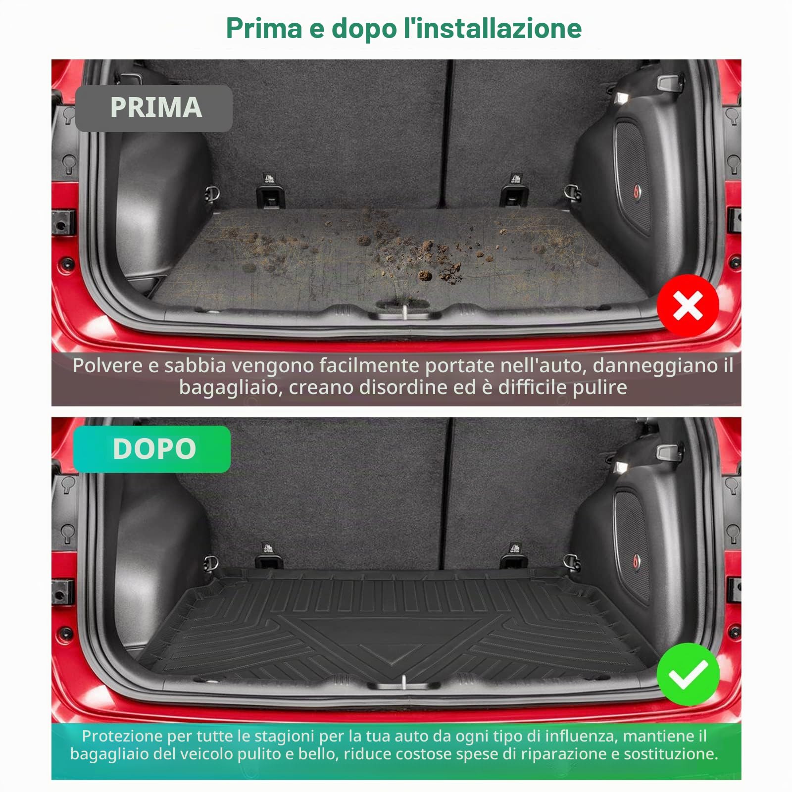GAFAT J eep Compass II MP 4XE Hybrid Facelift 2017-2024 2025 Tappetino per Bagagliaio, Compass Tappetini con Bordo Alto, Originale TPE, Compatibile con Accessori Jeep Compass 2023