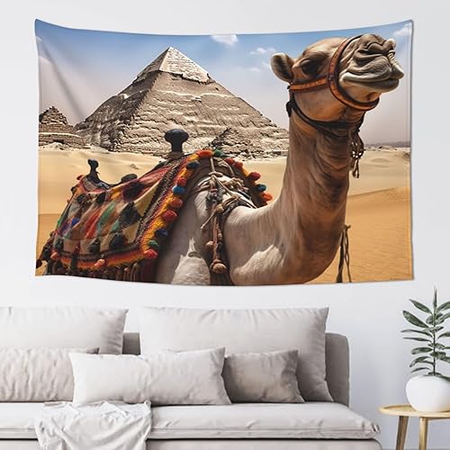 Miniatura 4 de VTCTOASY Tapiz con estampado de pirámide de camello para colgar en la pared, bonito tapiz de pared para dormitorio, sala de estar, 60 x 40 pulgadas