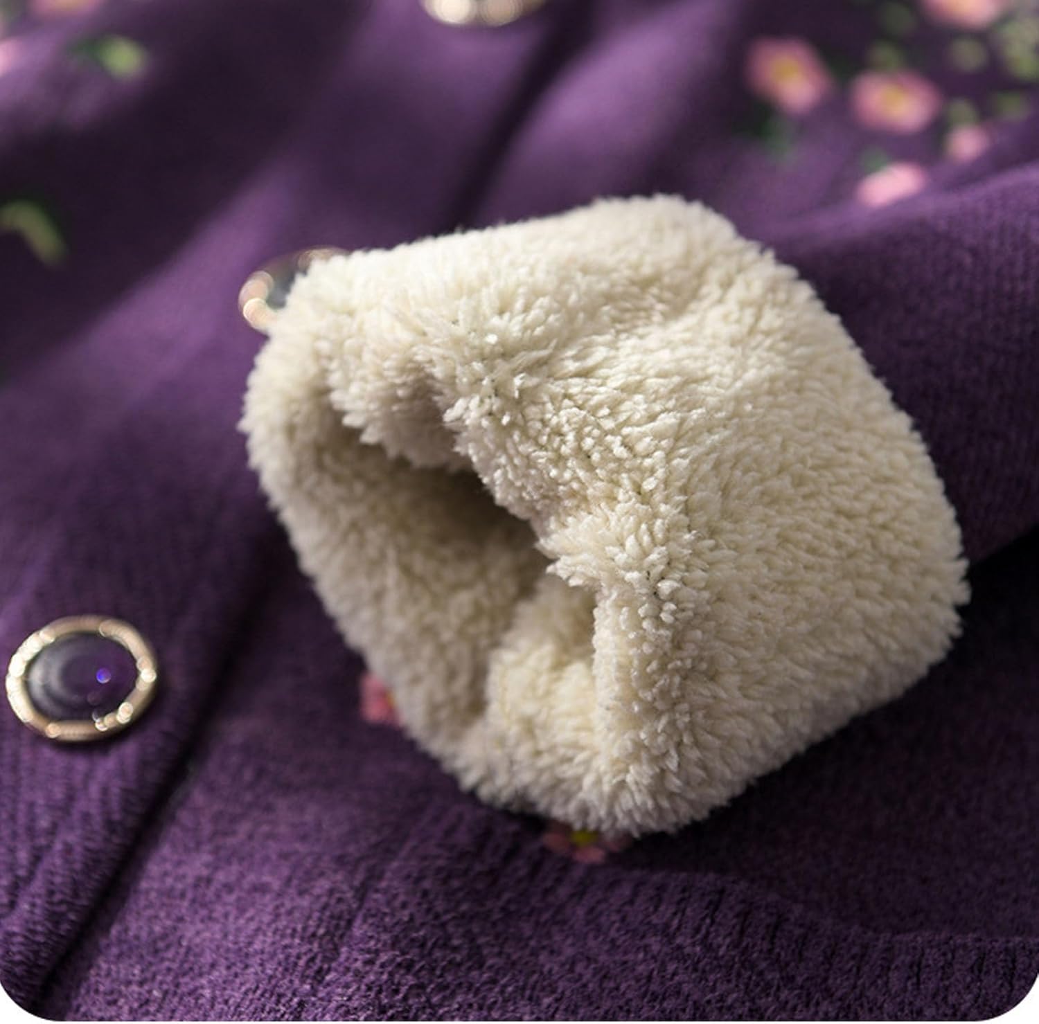 S-3XL Embroidered Fleece-Lined Knitted Cardigan Sweater for Older Women Middle-Aged Elderly Mom Seniors Coat Pockets Jacket