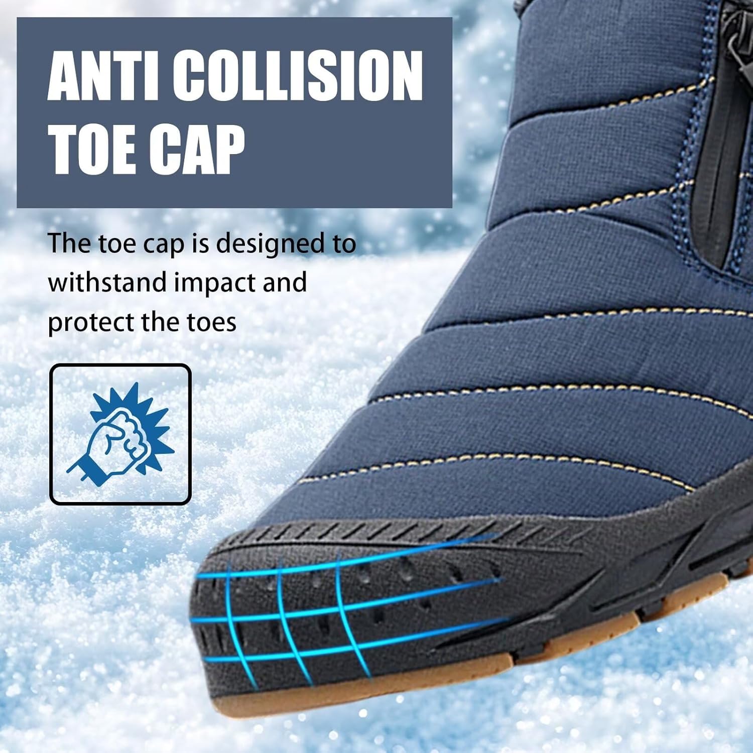 Men's Snow Boots Waterproof Winter Boots Fur Lined Warm Comfortable Slip on Outdoor Men Snow Shoes Zipper Ankle Boot - Image 7