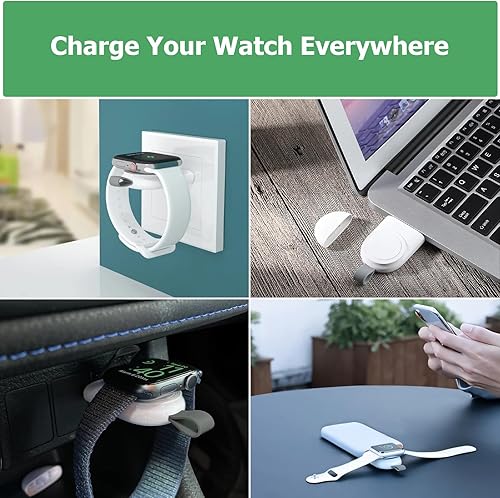 Miniatura 7 de Cargador inalámbrico para Apple Watch (paquete de 2), cargadores de automóvil de viaje magnéticos portátiles USB de carga rápida para iWatch