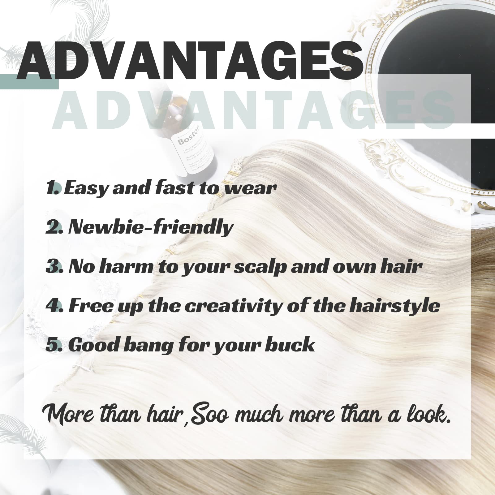 Moresoo Extension con Clip Capelli Veri Biondo Invisibili Extension Capelli Veri Clip Bianca Extension Capelli Clip Donna Remy Extension Clip Capelli Veri Bianco Biondo #60A 30 cm 80g/5pcs