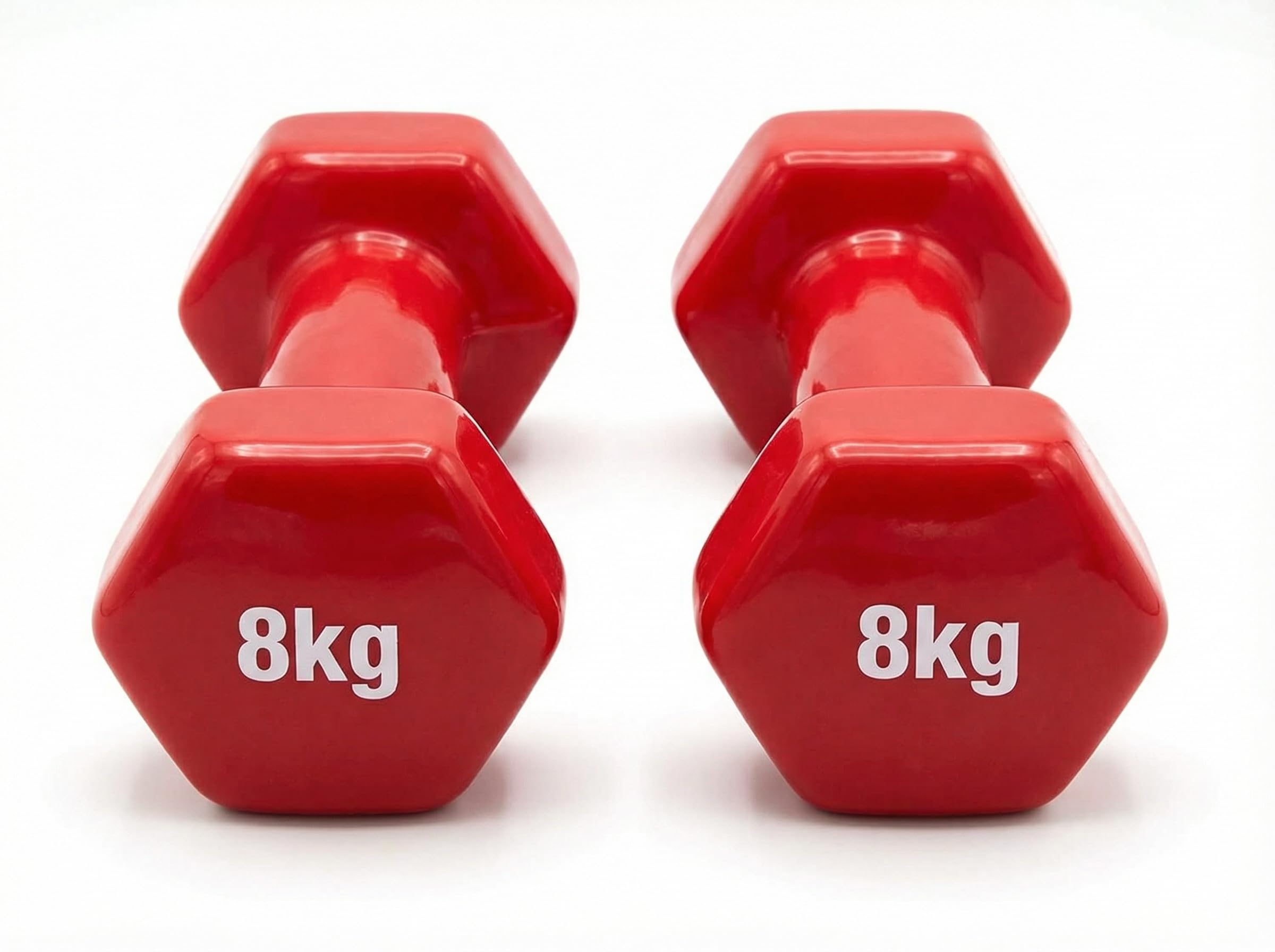 Lupex Shop - Coppia Manubri Esagonali in Ghisa Rivestiti in Vinile Rosso – Pesi Fitness da 1,5 a 10 kg – Antiscivolo e Antirotolo – Palestra Casa & Allenamento Forza