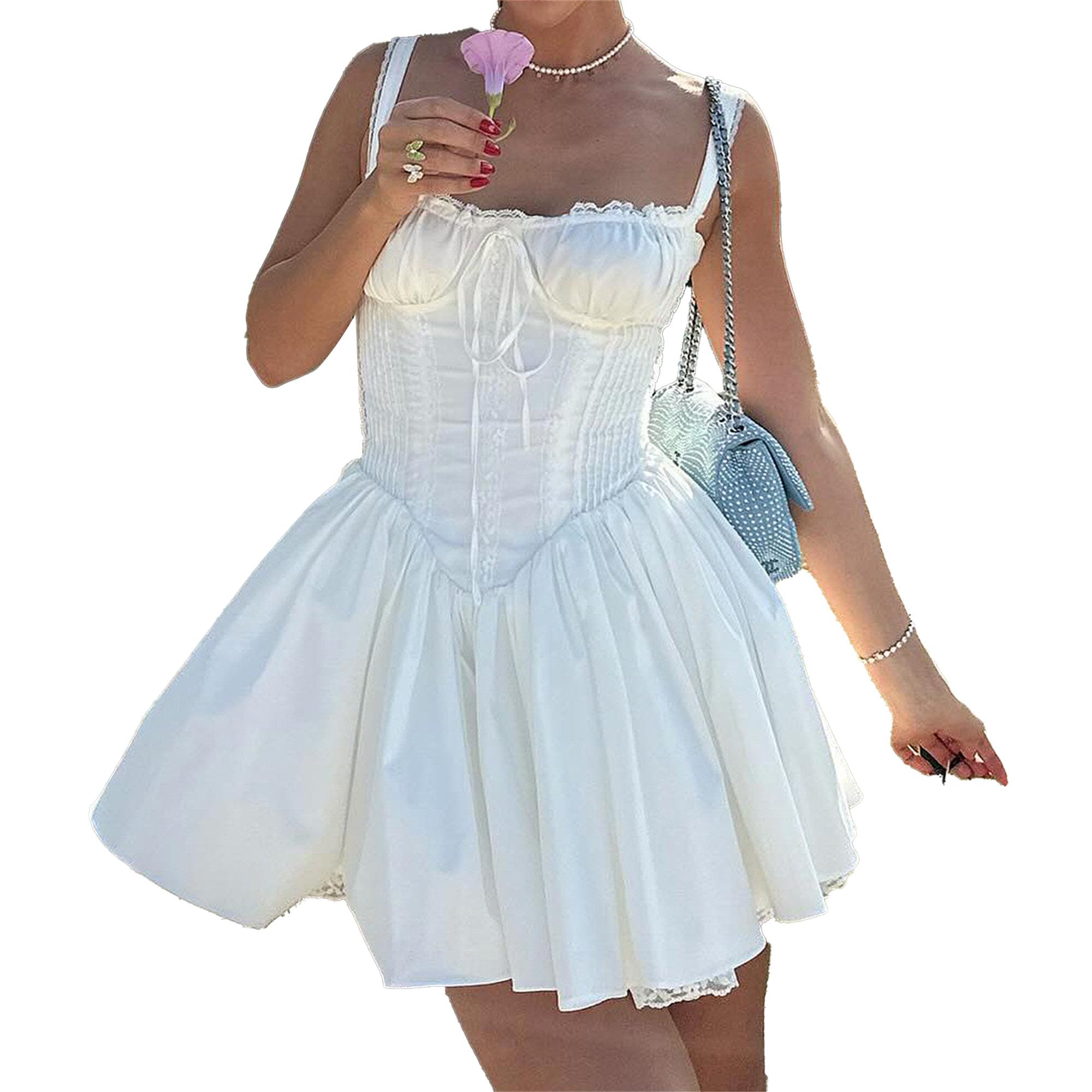 Mini robe corset cami drapée à bretelles spaghetti et dos nu - 8