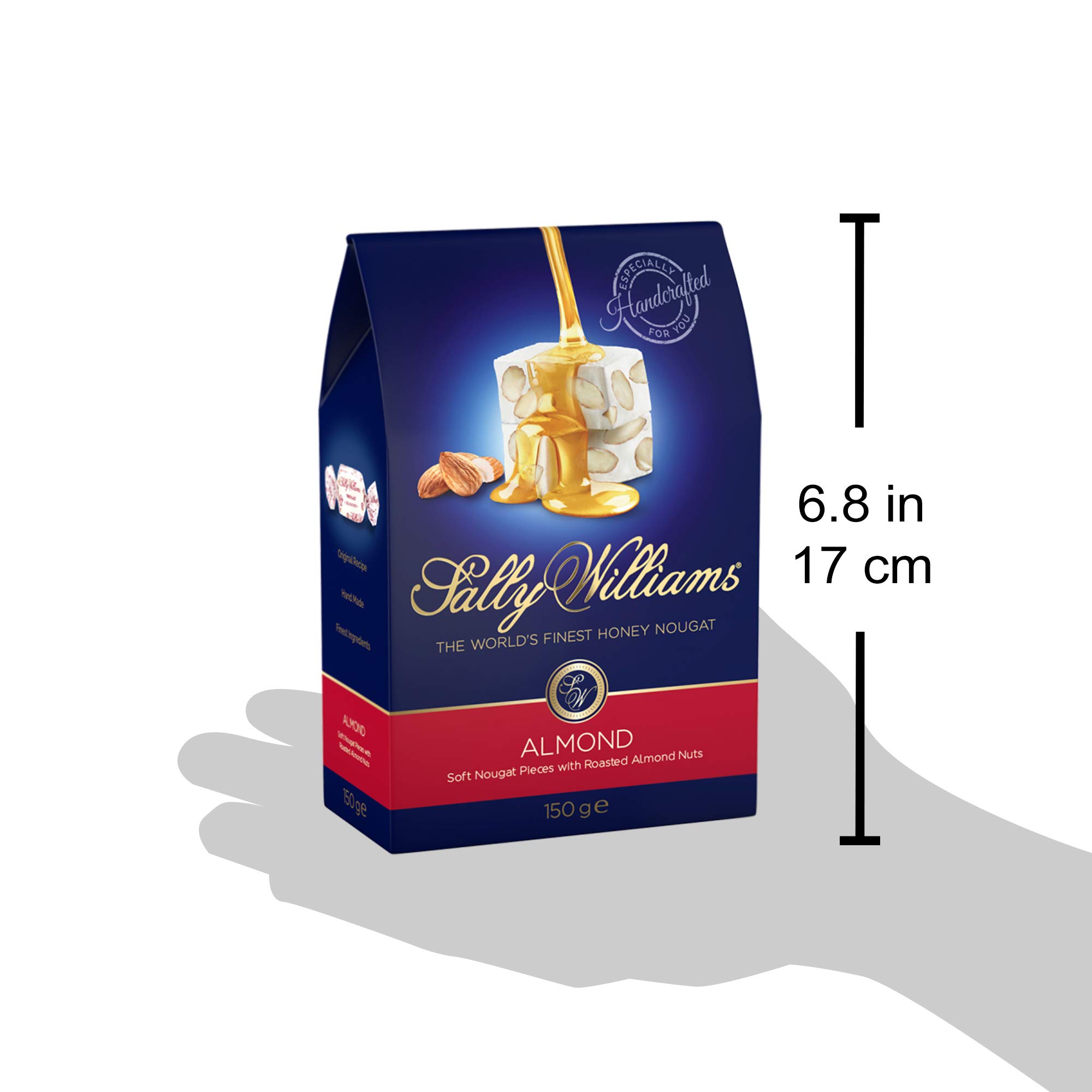 Sally Williams, Premium Soft Honey Nougat Geschenkbox – handgefertigte Nougats mit gerösteten Mandelnüssen – 150 g Packung mit 10 Stück
