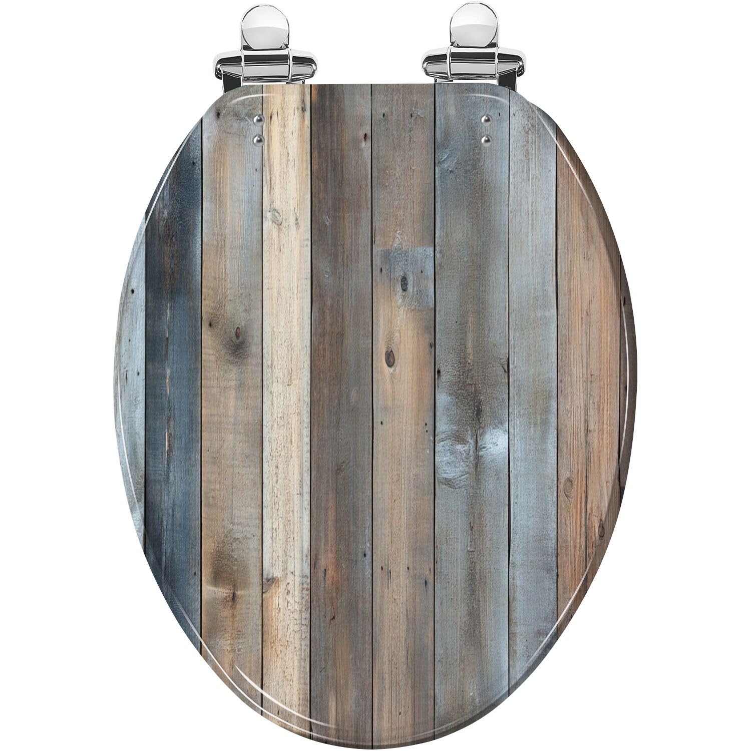 Elongated Toilet Seat Weathered Rustic Barnwood Planks Background Resin Toilet Seat Slow Quiet Close with Quick-Release Hinges Toilet Seat with Cover Easy to Clean Install