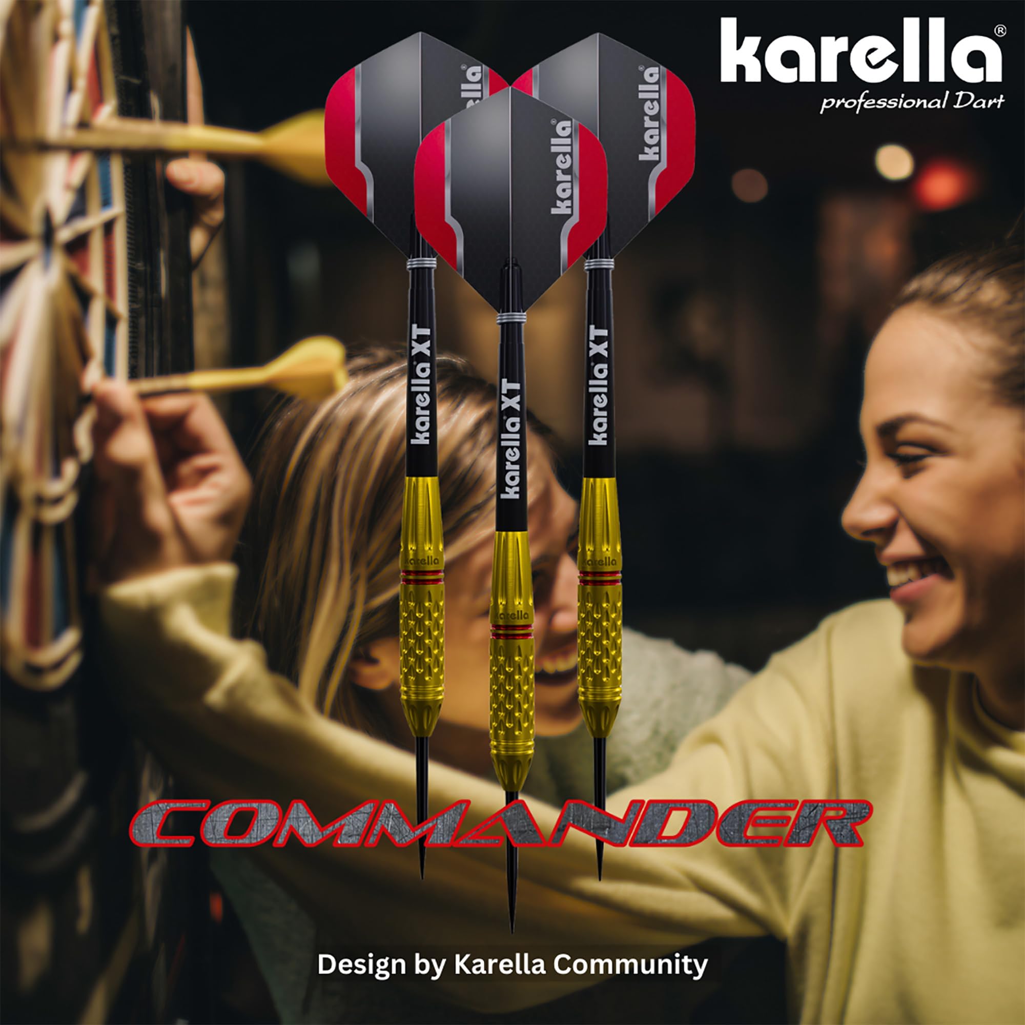 Karella Softdart Commander Gold 90 % tungstène Fléchettes souples 18 g pour cible de fléchettes électronique, filetage 2BA, 3 fléchettes avec pointe en plastique, distributeur automatique, tungstène,