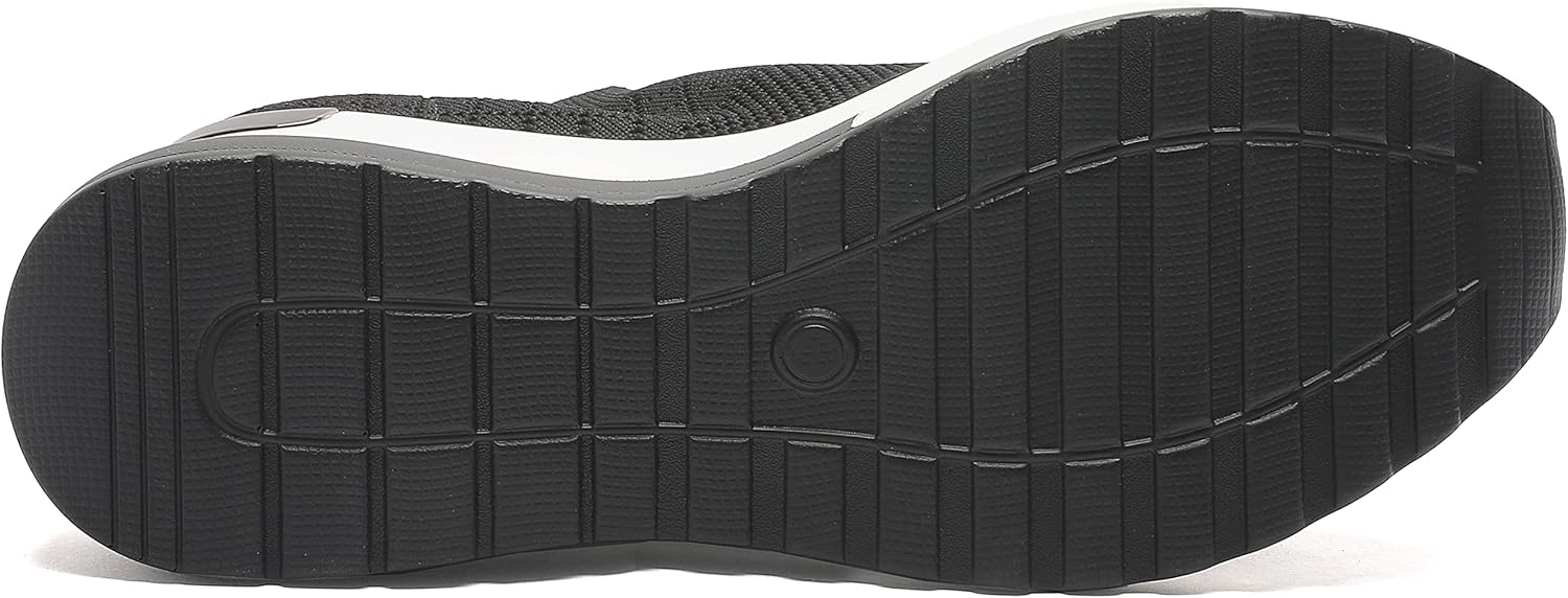 YZ High Heel Black Wedge Sneakers for Women Knit Upper Breathable Shoes - Image 4