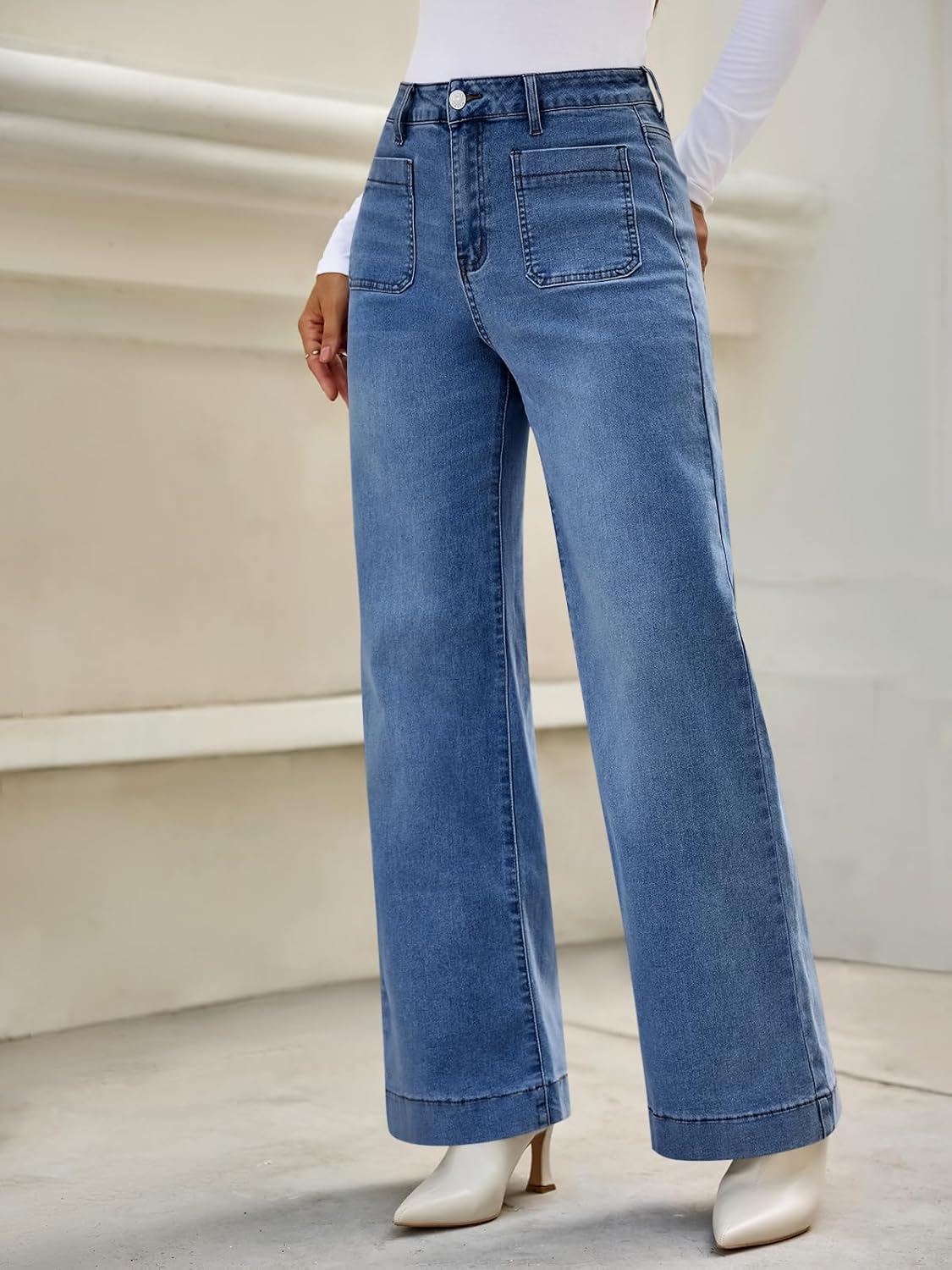 Cicy Bell Womens High Waisted Straight Leg Jeans Trendy Loose Denim Pants with Pockets - Image 2