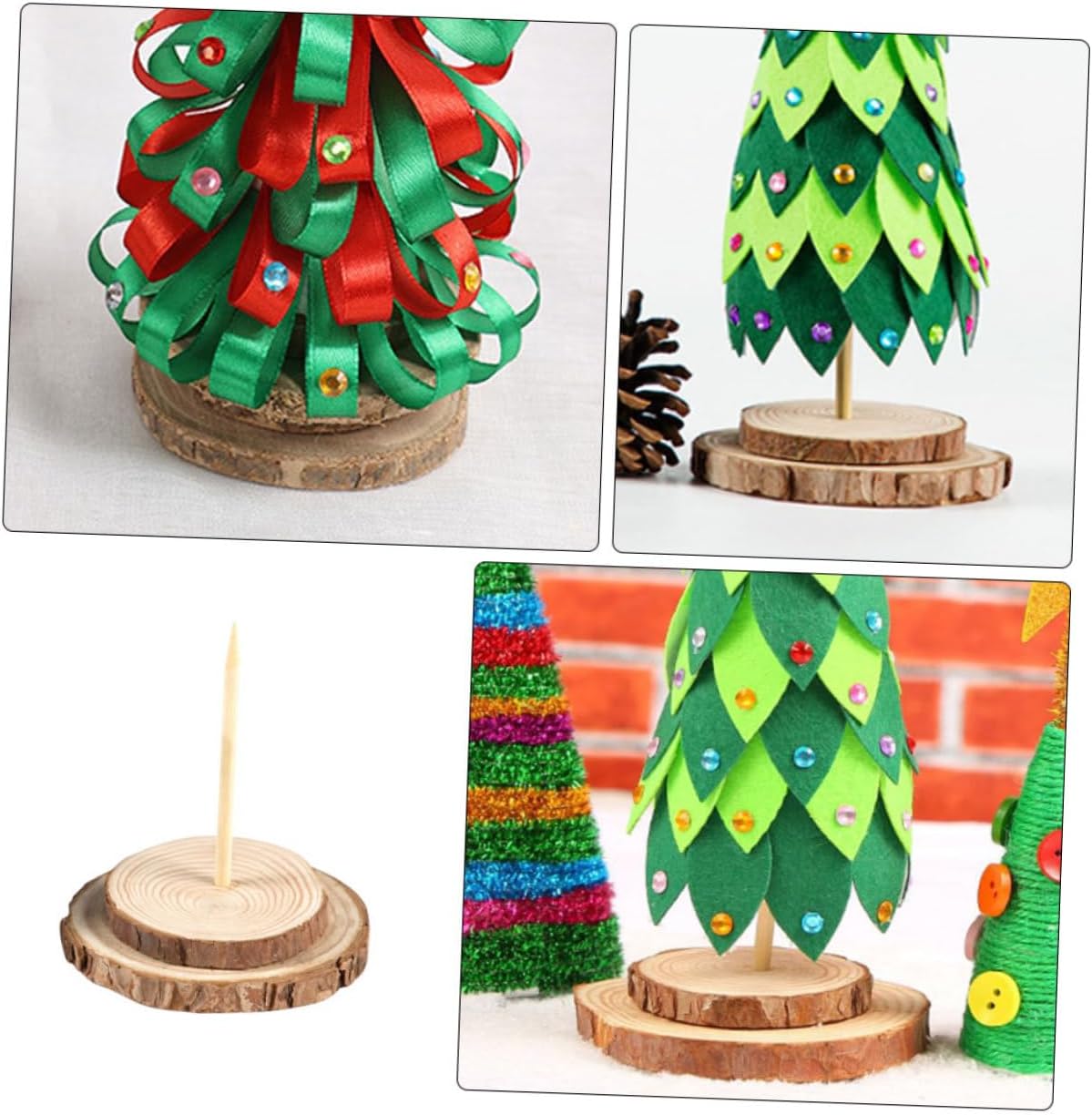 Unomor 5Pcs Wooden Christmas Stand Base for Artificial Trees Diameter Easy Assembly for Holiday Decor Lifelike Grain Finish Xmas Support