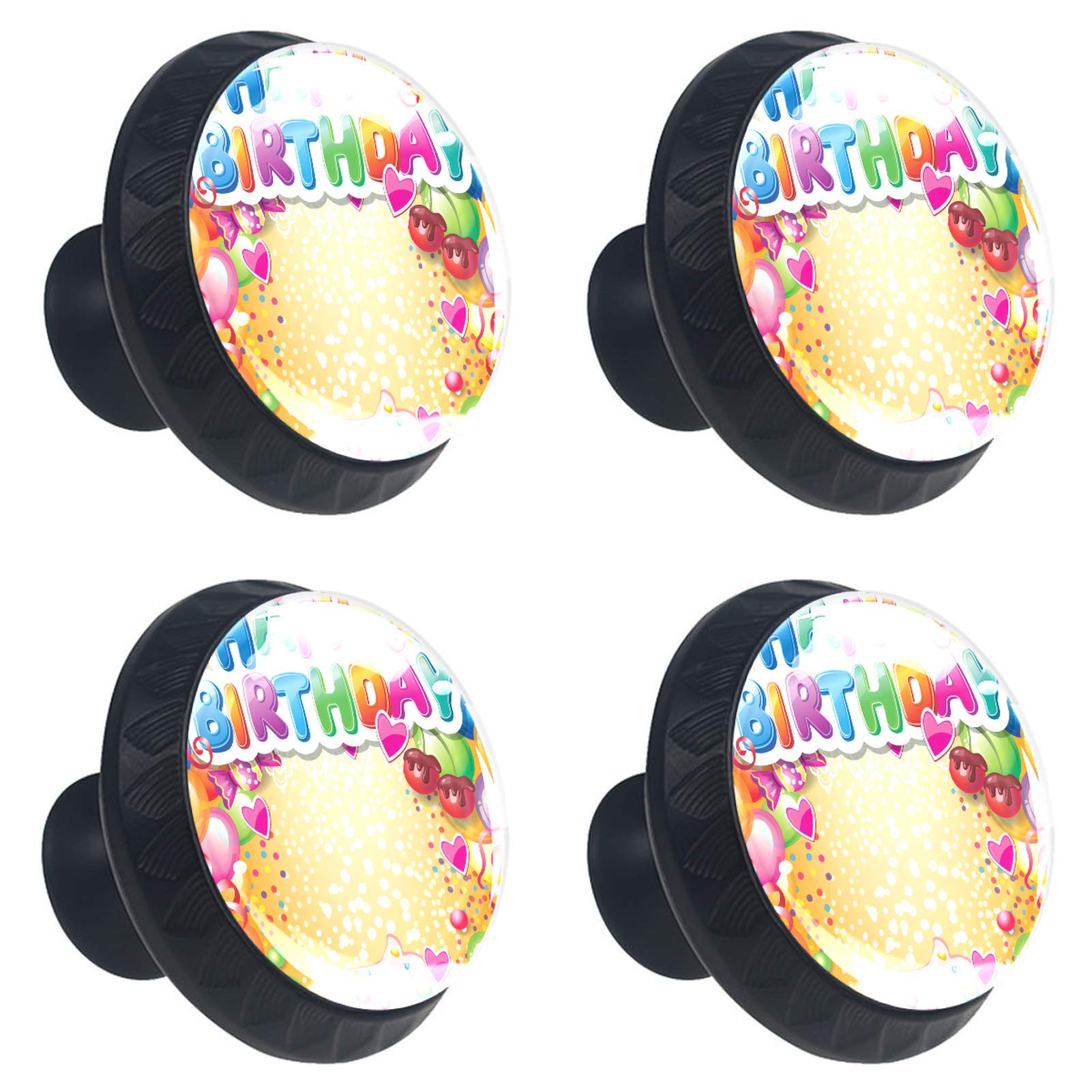 Bouton en verre Happy Birthday pour relooker un meuble de cuisine ou une commode
