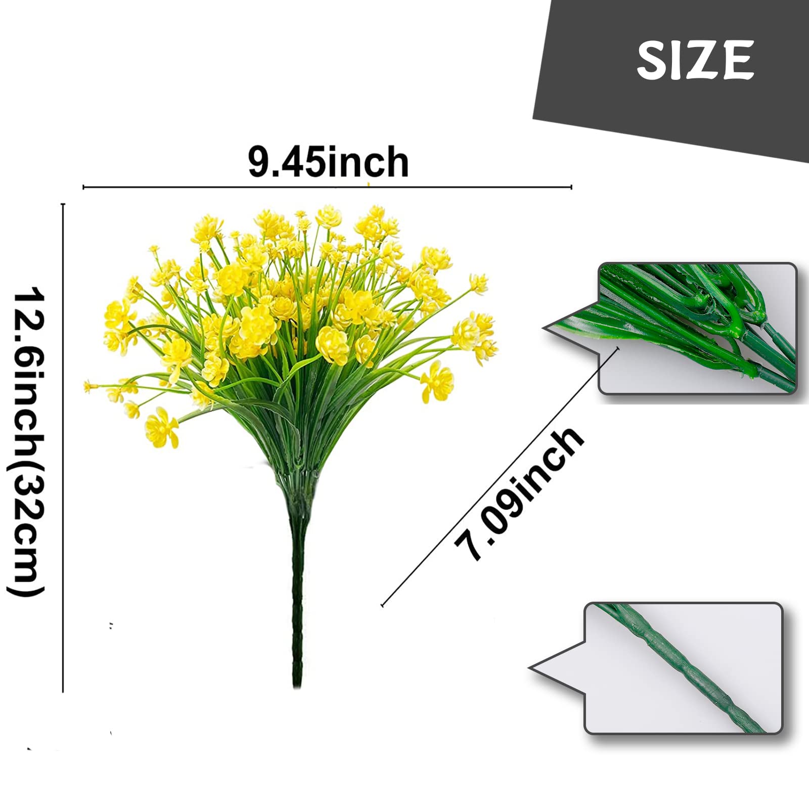 ArtBloom 6 fasci di fiori artificiali per esterni, resistenti ai raggi UV, piante in finta plastica, per interni ed esterni, piante da appendere, giardino, portico, finestra, casa, matrimonio, casa