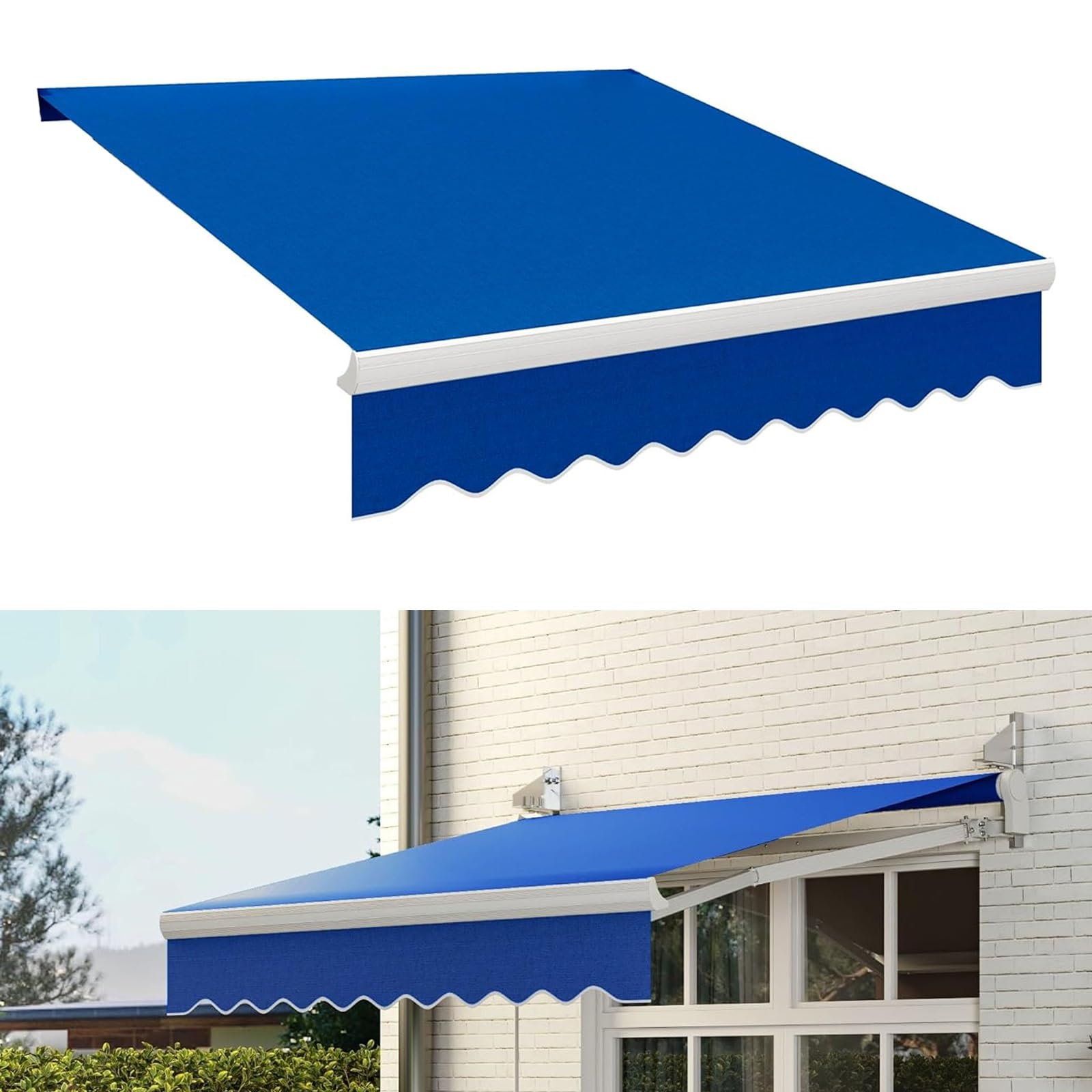 Toldo retráctil manual enrollable para exteriores para balcón y terraza, impermeable, con brazos extensibles, tela anti UV, disponible en negro, gris, azul, marrón, 3/4/5/6 m (marrón, 6.5 x 5 pies)