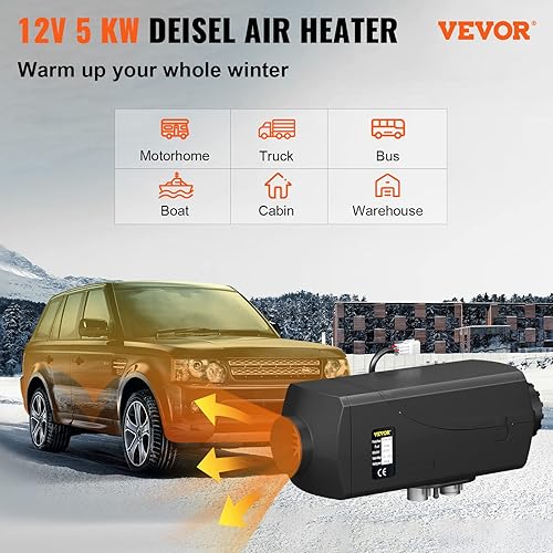 Miniatura 2 de VEVOR Calentador de aire diesel de 5KW de 12 V, calentador de estacionamiento diésel, silenciadores dobles, calentador diésel de 5000 W con