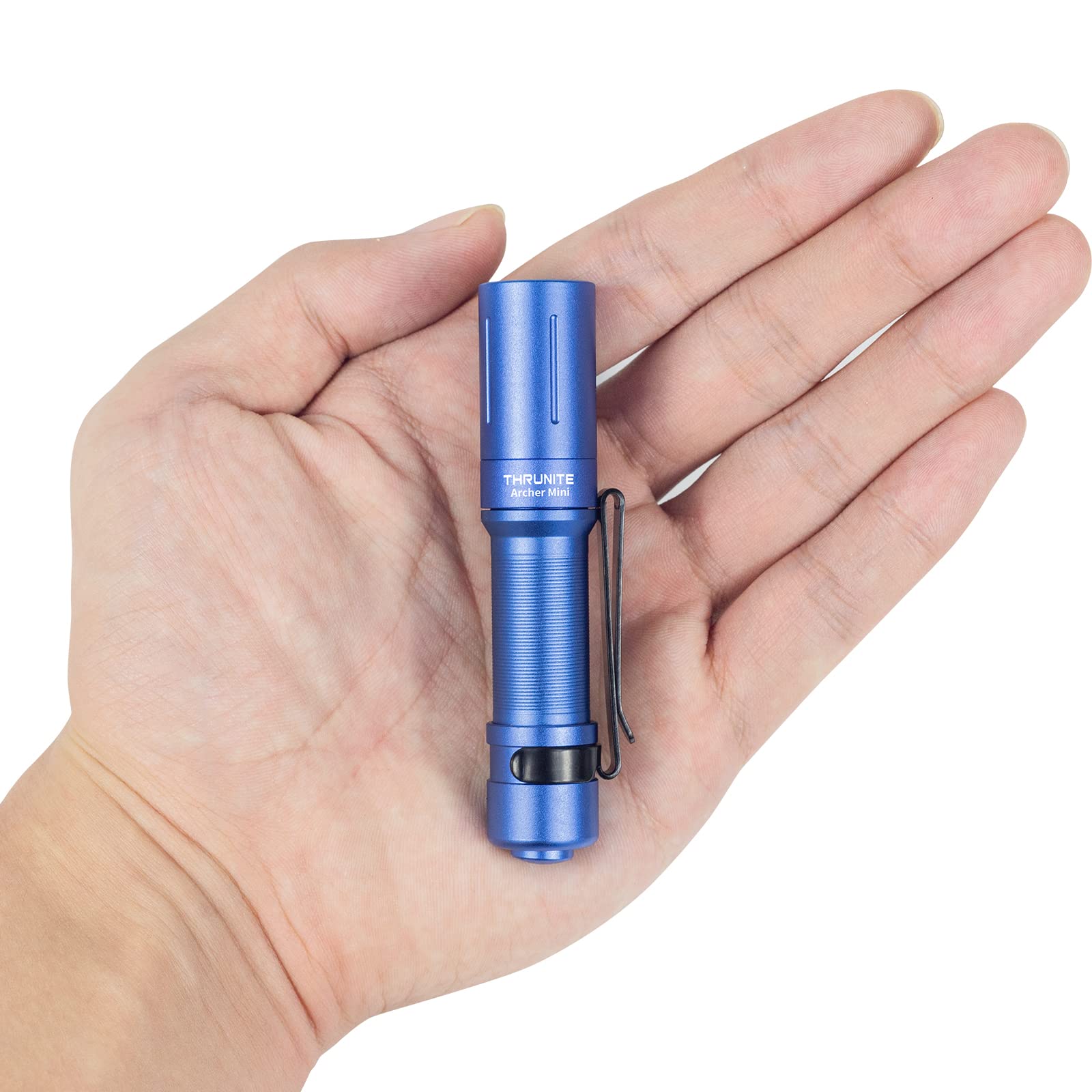 ThruNite EDC Flashlight Archer Mini, 405 Lumens Tail Switch LED Flashlight, USB C Rechargeable Little Pocket Penlight for Camping, Outdoor, and Emergency - Blue Cool White