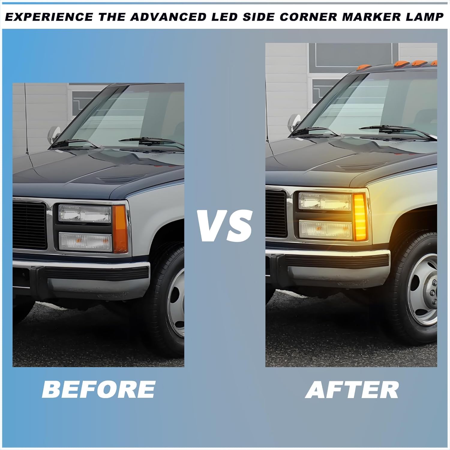 Amber Lens LED Front Corner Lamp Side Marker Lights Kit for 1988-1993 GMC Sierra Suburban C1500 C2500 C3500 | K1500 K2500 K3500 | 1992-1993 Yukon | Plug & Play Direct Replacement (Amber Lens)