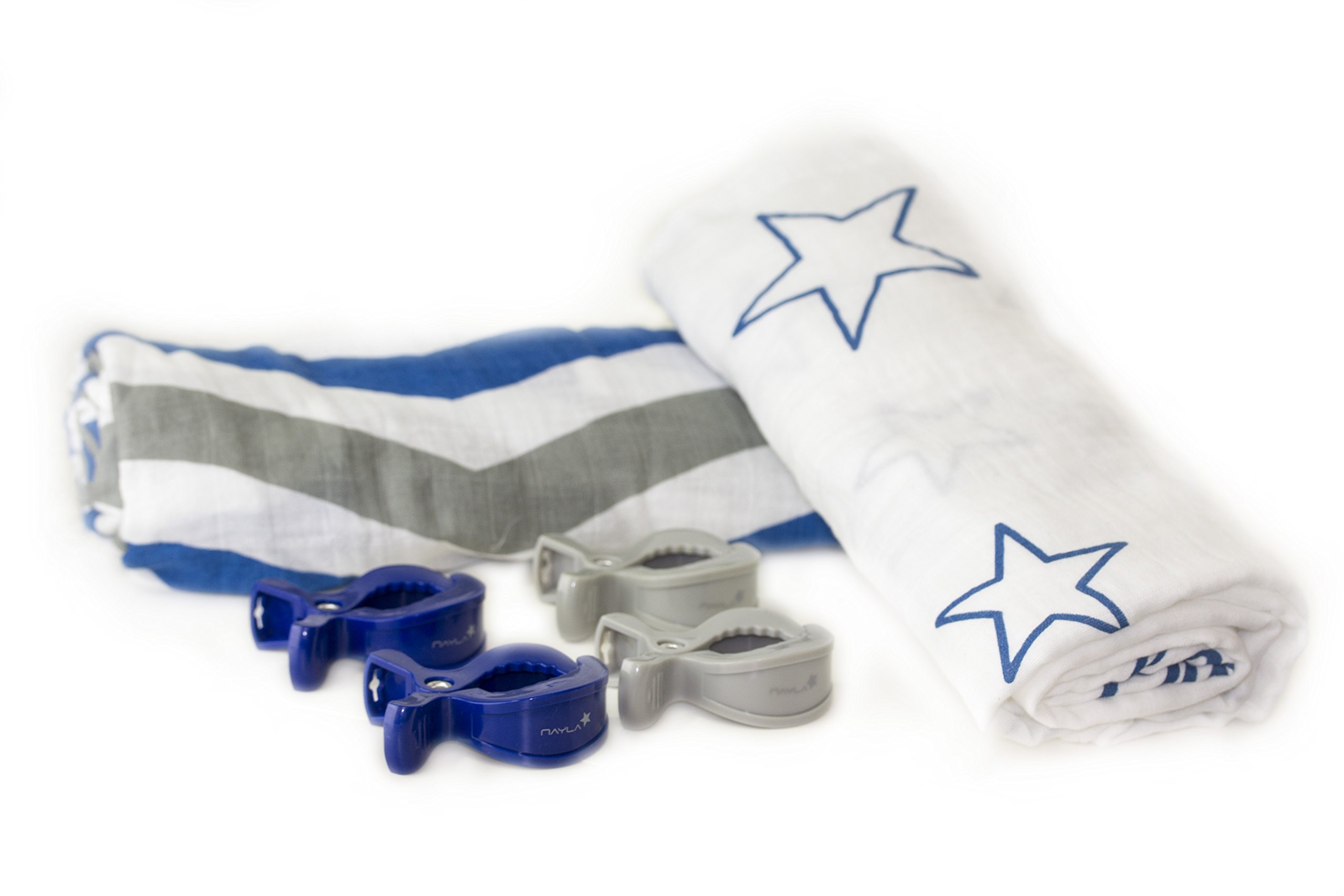 Set Mulltücher und Clips, Stars & Stripes Boy Blau