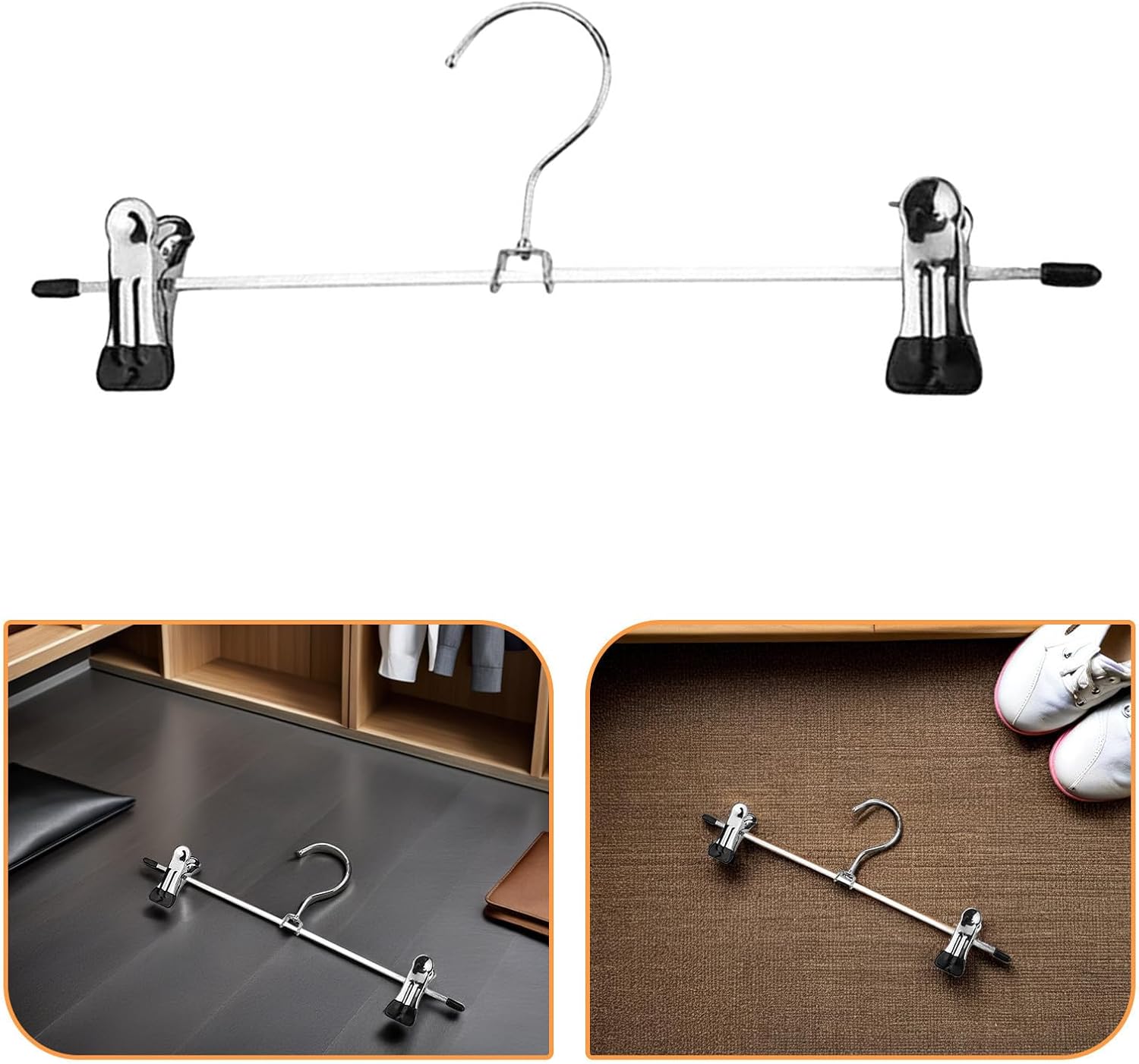 12pcs Adjustable Metal Pants Hangers with Rotating Clips