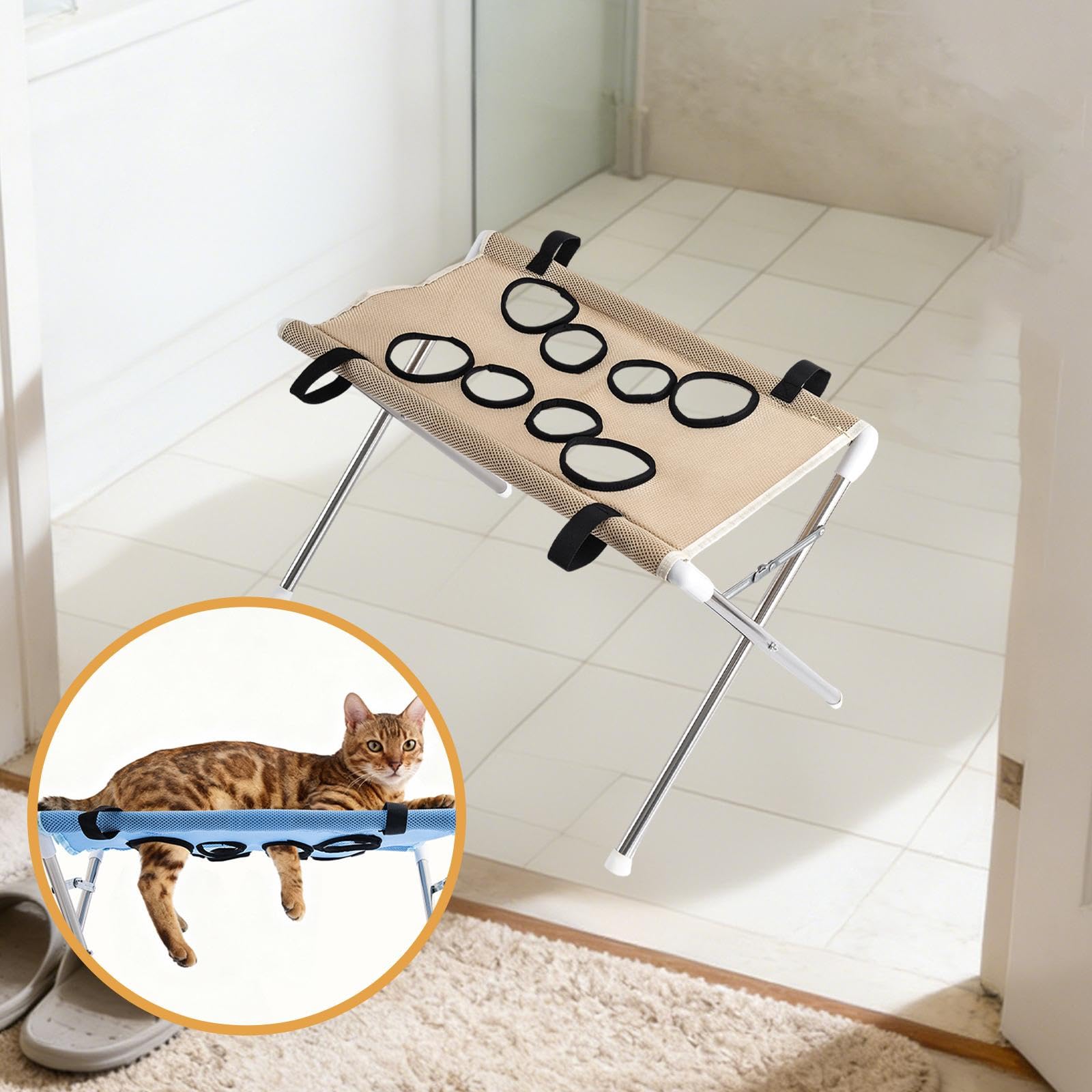 Tierpflege Hängematte mit Waschfunktion, Multifunktionale Hängematte für Die Katzenpflege, Zum Krallenschneiden, Kaffee