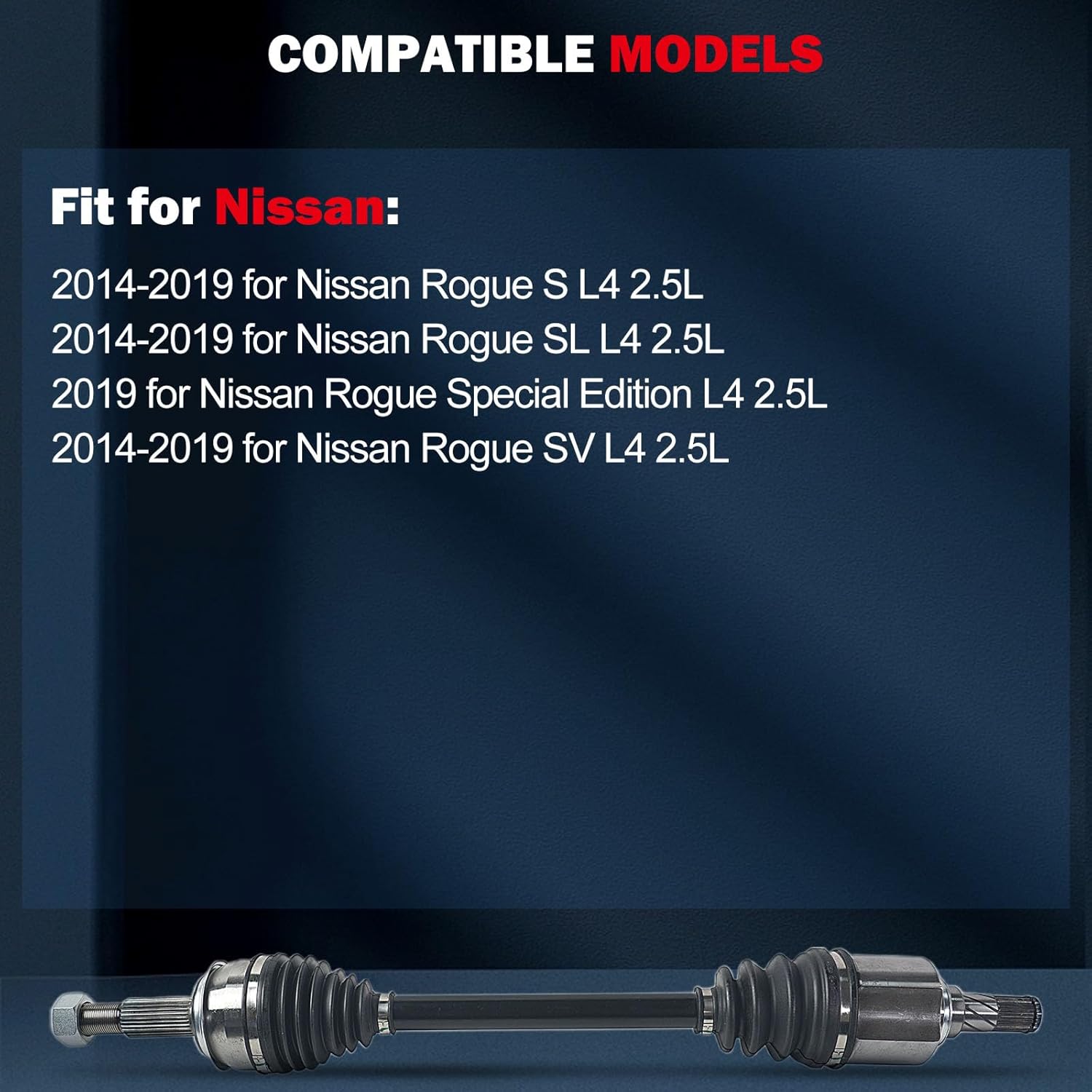 cciyu NCV53051 CV Axle Shaft Assembly Fit For Nissan Rogue 2.5L 2014-2019 Front Left Drive Side