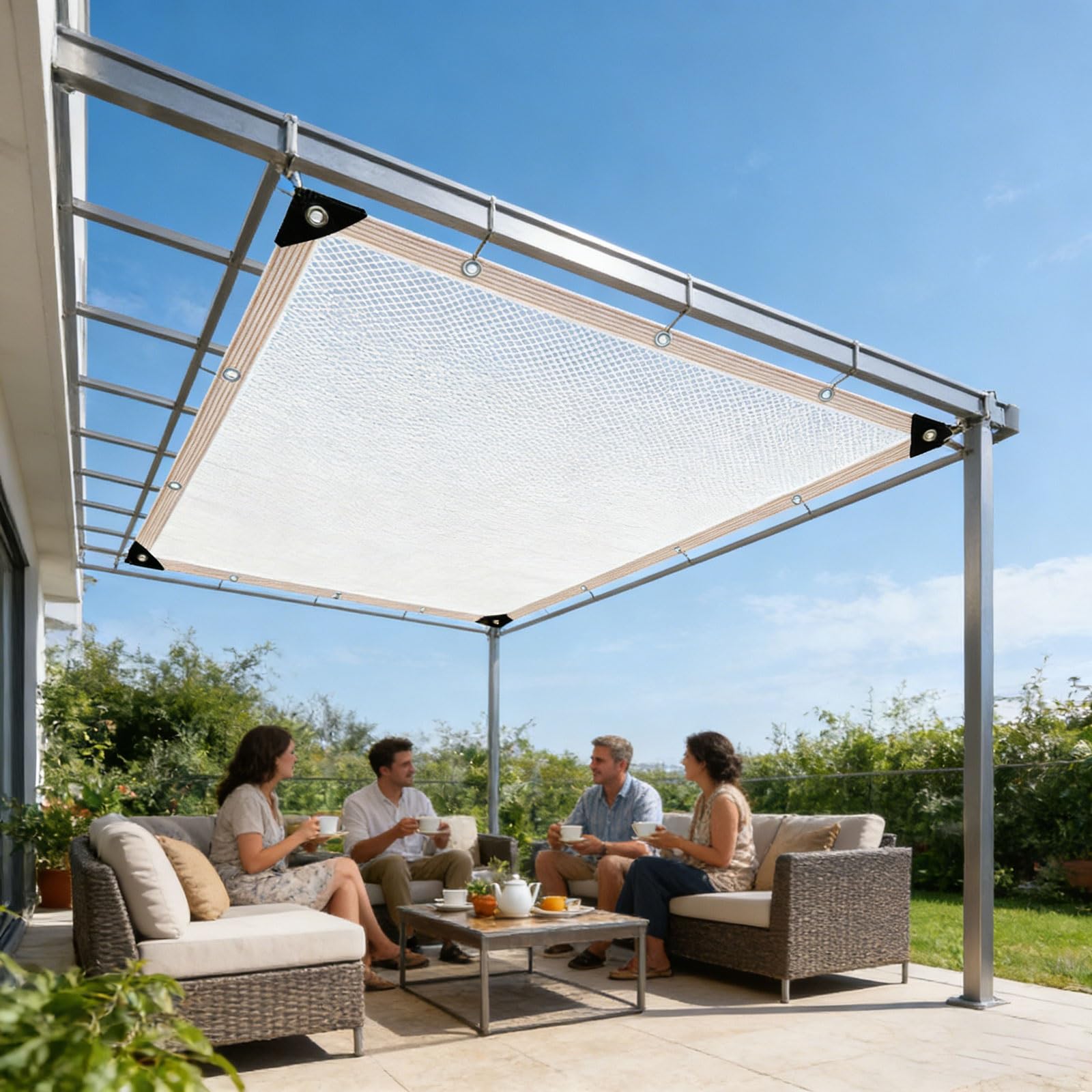Filet solaire respirant pour serre et terrasse 4 x 8 m Housse en maille idéale Protection contre les poules Résistant aux UV et léger