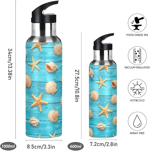 Miniatura 2 de Seashells Stainless Steel Water Bottle 32 Oz, BPA-Free Sport Water Bottle Insulated Leakproof Water Bottles