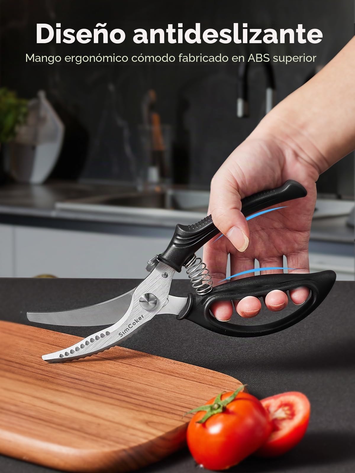 Tijeras para aves de corral, tijeras de cocina para pollos resistentes con mango antideslizante y bloqueo de seguridad - Tijeras para aves de corral para carne, pollo, huesos, con resorte.