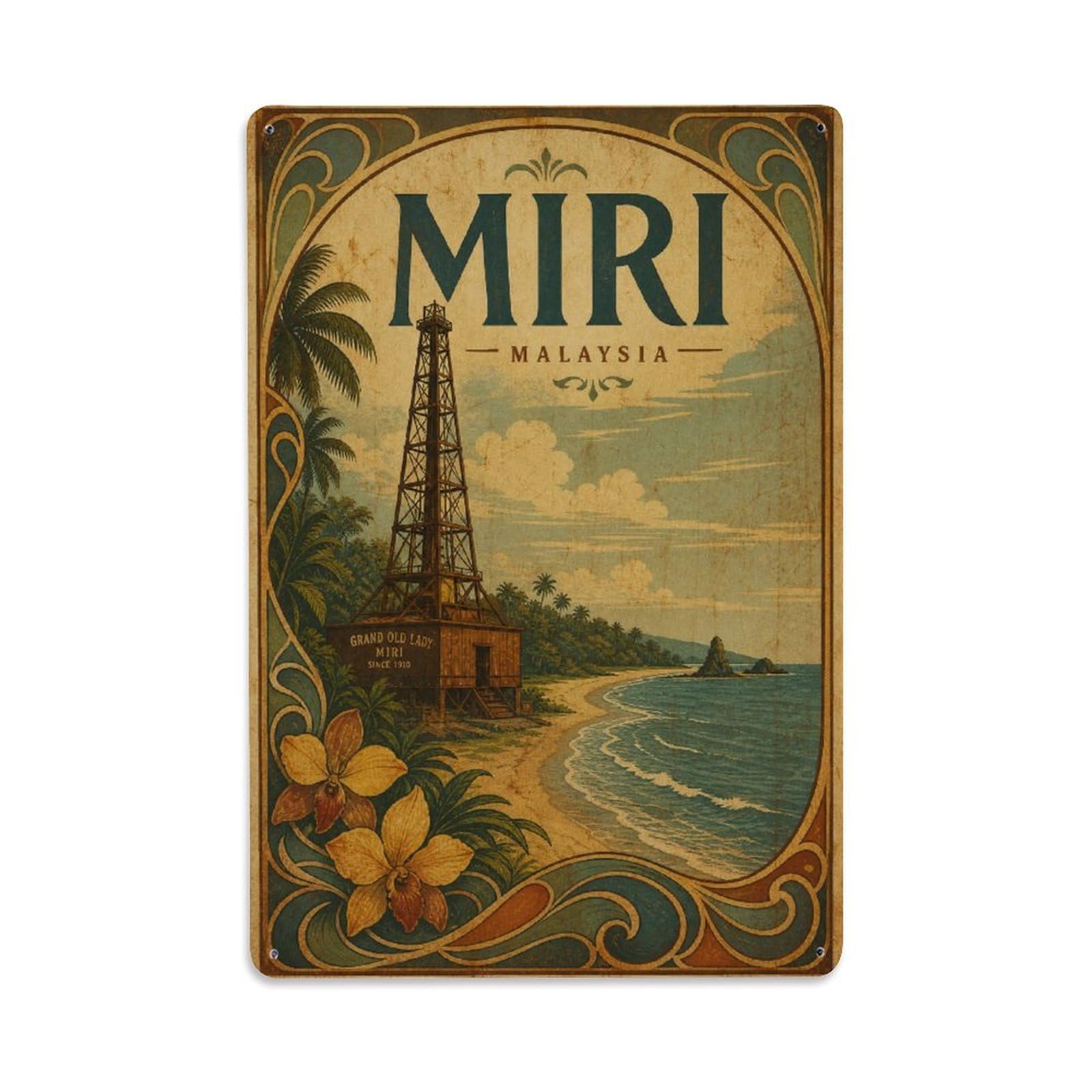 Metal Tin Sign Vintage Travel Malaysia Miri