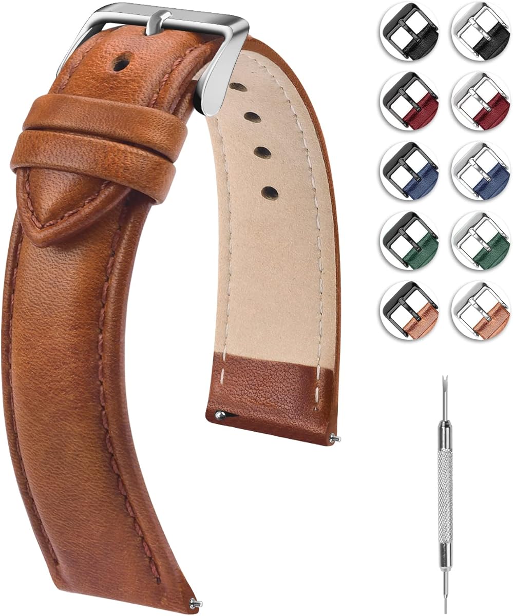 Fullmosa Axus Correa Piel para Correa Reloj,Correa/Banda/Pulsera/Strap 14mm 16mm 18mm 19mm 20mm 22mm 24mm para Samsung Galaxy Watch 7/6/5/4/3,Garmin Watch