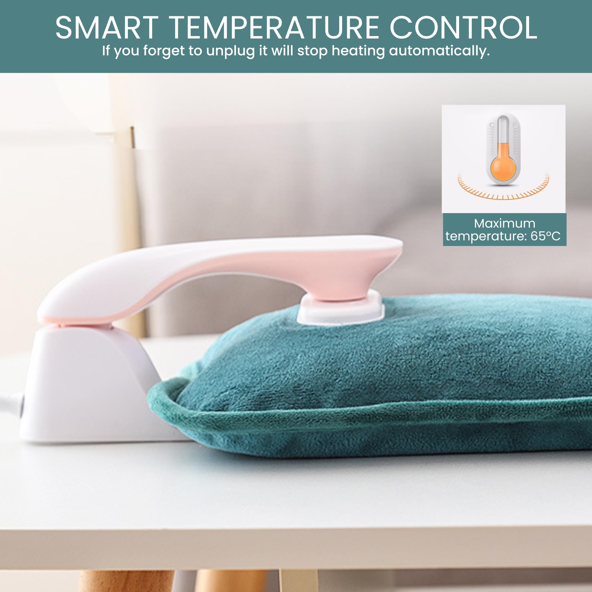 2x 𝗕𝗼𝗿𝘀𝗮 𝗱𝗲𝗹𝗹'𝗮𝗰𝗾𝘂𝗮 𝗖𝗮𝗹𝗱𝗮 𝗘𝗹𝗲𝘁𝘁𝗿𝗶𝗰𝗮. Bottiglia di Calore Termica per Schiena, Lombare, Pancia, Mani. Borsa Scaldaletto Portatile con Controllo della Temperatura.