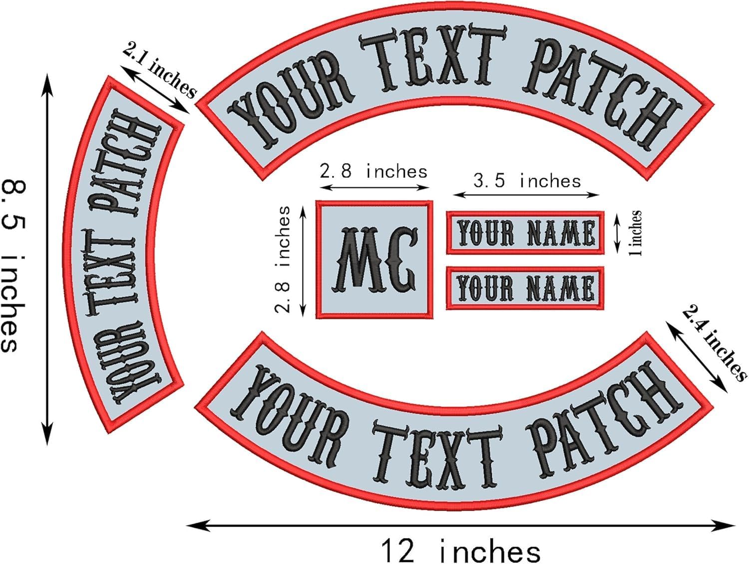 6 Pack Reflective Material Custom Embroidered Biker Patches, Personalized Embroidery Rocker Patch Rider Motorcycle Patches for Veterans Vest or Jacket (Reflective Material)