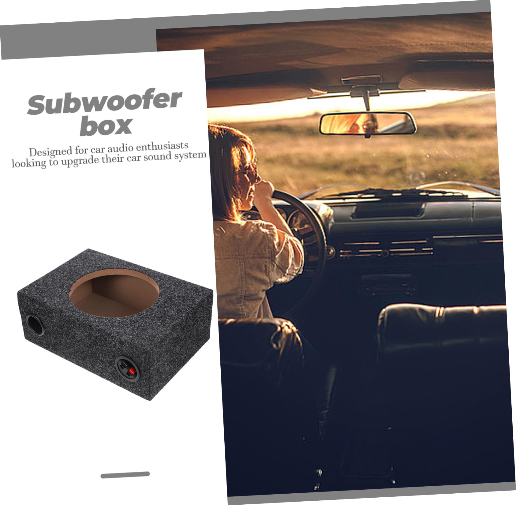 Caja Subcuadro para Subwoofer del Coche - Recinto Alfombrado Sellado para Altavoz de Bajo - Gabinete de Madera