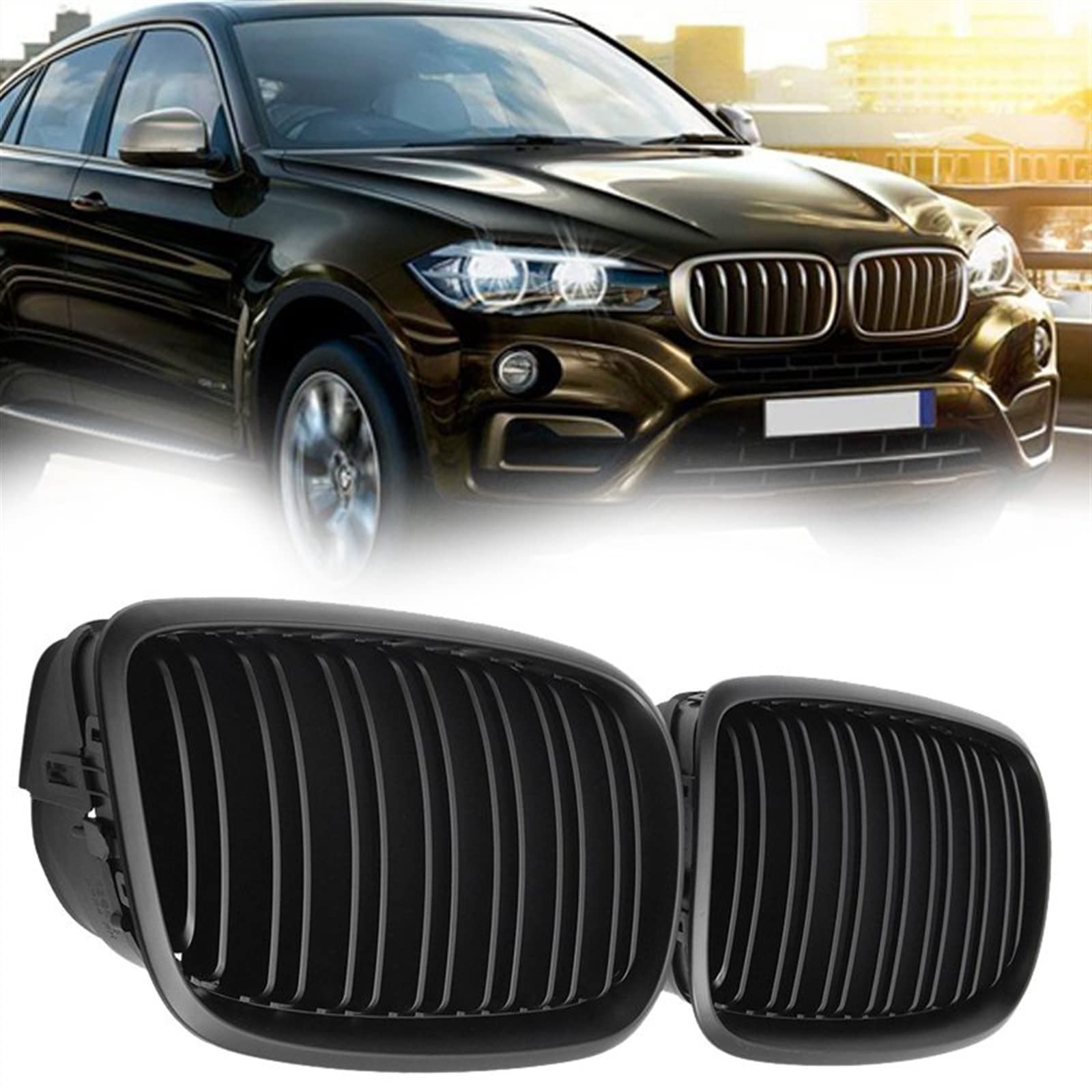 Rejilla frontal tipo riñón para restaurar el parachoques de BMW X5 X6 E70 E71 8