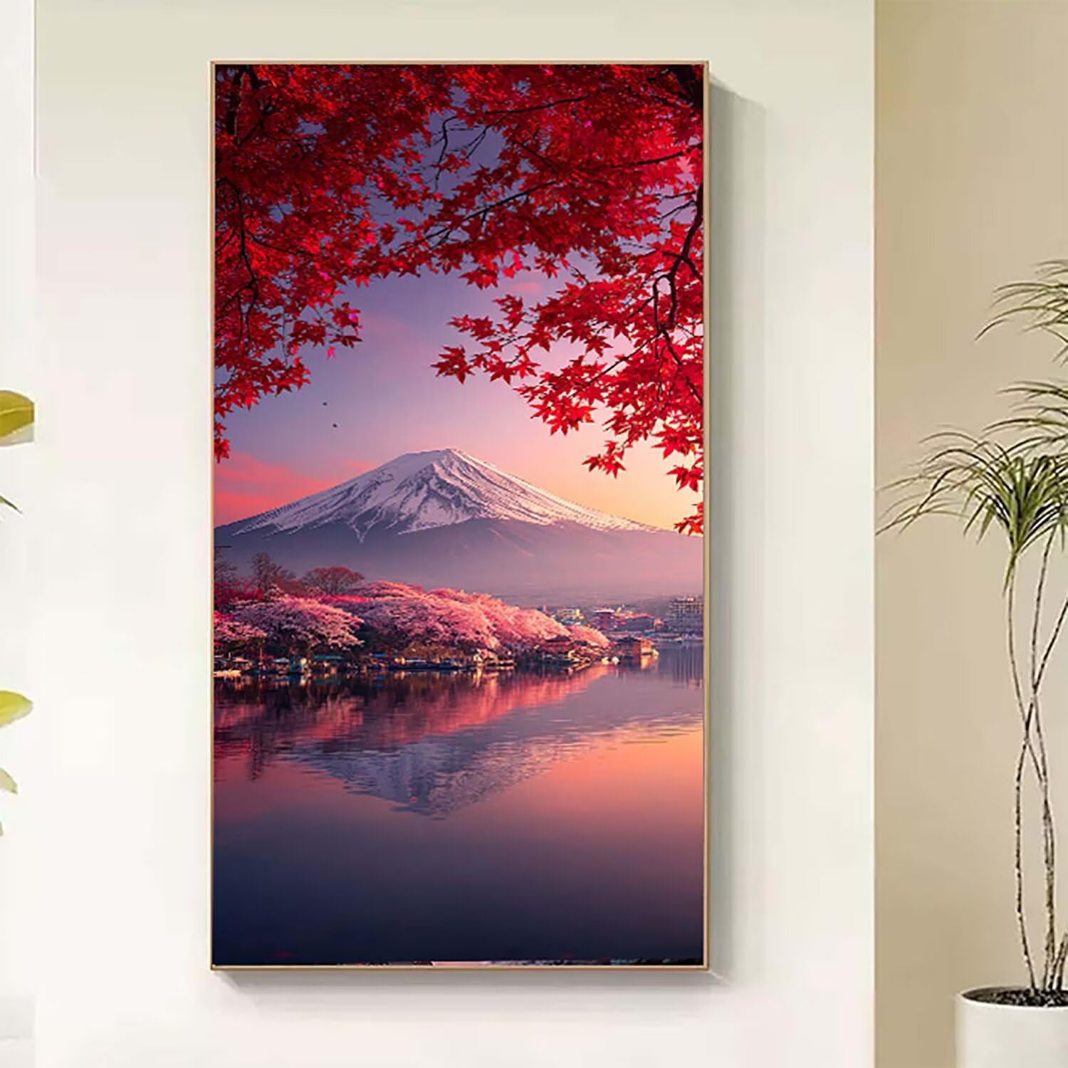 Japoński diamentowy obraz Mount Fuji diamentowe zestawy artystyczne dla dorosłych, 5D kryształowe zestawy artystyczne dla dorosłych dzieci DIY okrągłe pełne wiercenie klejnot sztuka kropki rękodzieło