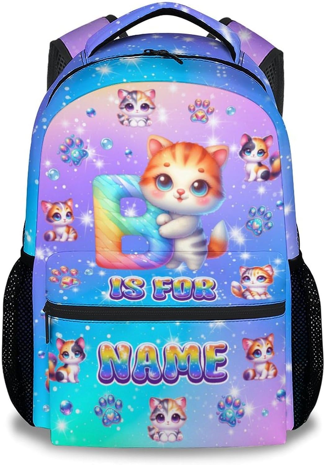 Personalized Backpack for Girls - Cat Backpacks for Kids - 17 Inch Durable Large Capacity School Bookbag