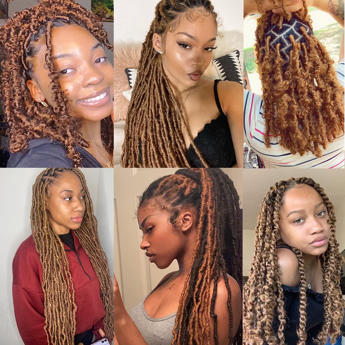 Leeven 16 Inch Springy Twist Hair for Afro Marley Locs 3 Packs Afro Kinky Curly Marley Braiding Hair Extensions Pre Separated Popping Spring Twist Crochet Hair for Distressed Locs /30# - Image 2