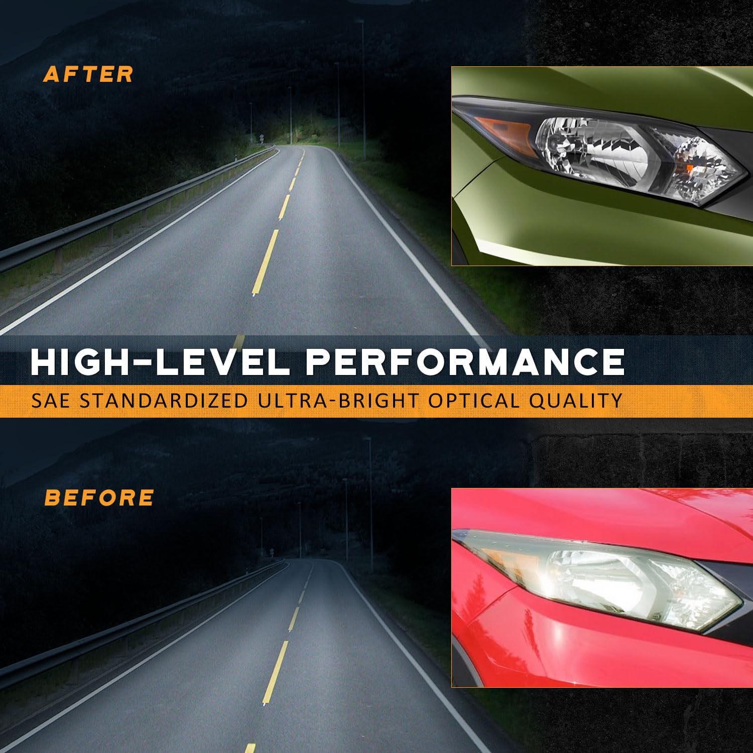 WEELMOTO Headlights for 2016-2018 Honda HRV, Fit 16 2017 18 HR-V (EX, EX-L, LX) Headlights Assembly Replacement with Black Housing Amber Reflector Left+Right Side