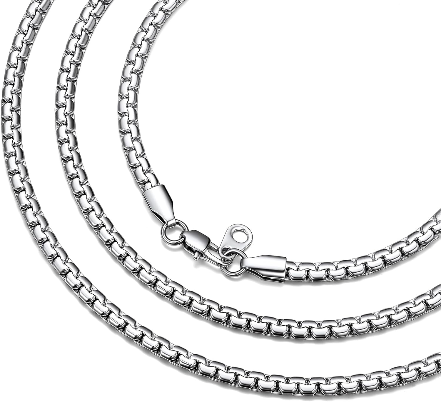 Bestyle 18K Gold Plated/Silver/Black Chain for Men, Hypoallergenic 2/4/6/8mm Stainless Steel Flat Link Chain Necklace for Men & Women Hip Hop Jewelry, 14-30"
