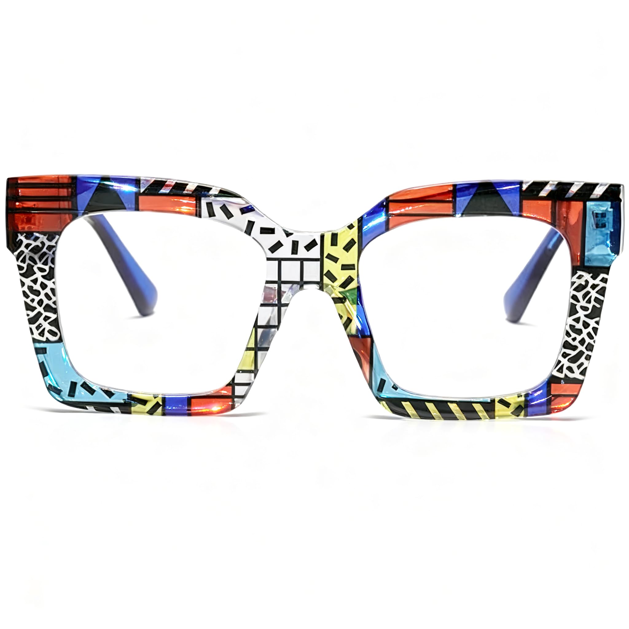 bullabulling Oprah Style Square Reading Glasses Blue Light Blocking for Women Men Ladies Summer Readers