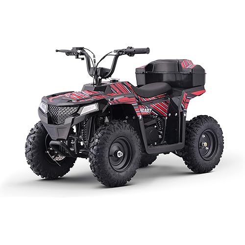 40CC Dirt Quad, 4 Stroke ATV, Max 15.5 MPH Off-Road 4 Wheelers with Storage Box, Suspensions, Pull Start, No Oil Mix Required (Red)