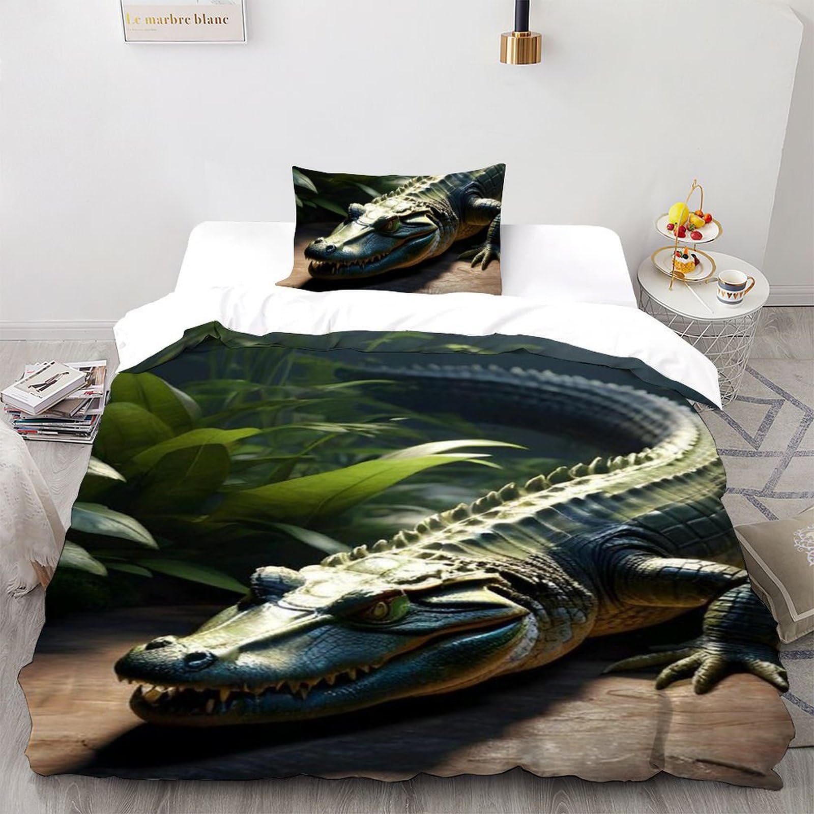 Housse de couette imprimé 3d les amphibiens lit simple fille avec fermeture éclair