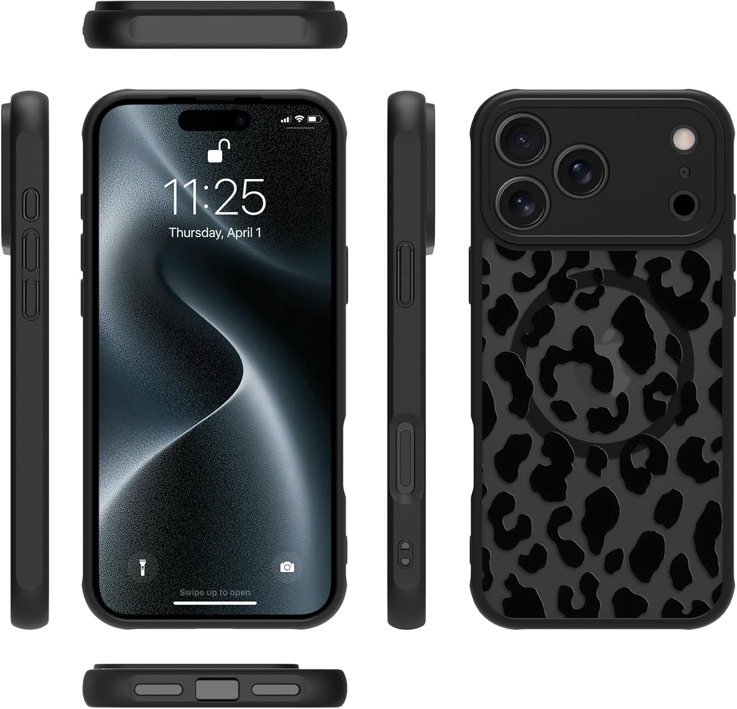 MZELQ Magnetic Case for iPhone 17 Pro Max 6.9 Inch, Clear Leopard Cheetah [Compatible with Magsafe Charging] Translucent Matte Hard Shockproof Camera Protection Cover for Women Men, Frosted Black - Image 2