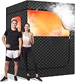 2 Person Portable Steam Sauna for Home, 1 or 2 Person Full Body Home Spa with 2 Foldable Chairs,9 Levels of Sauna Box with Remote Control, (Black, Large)