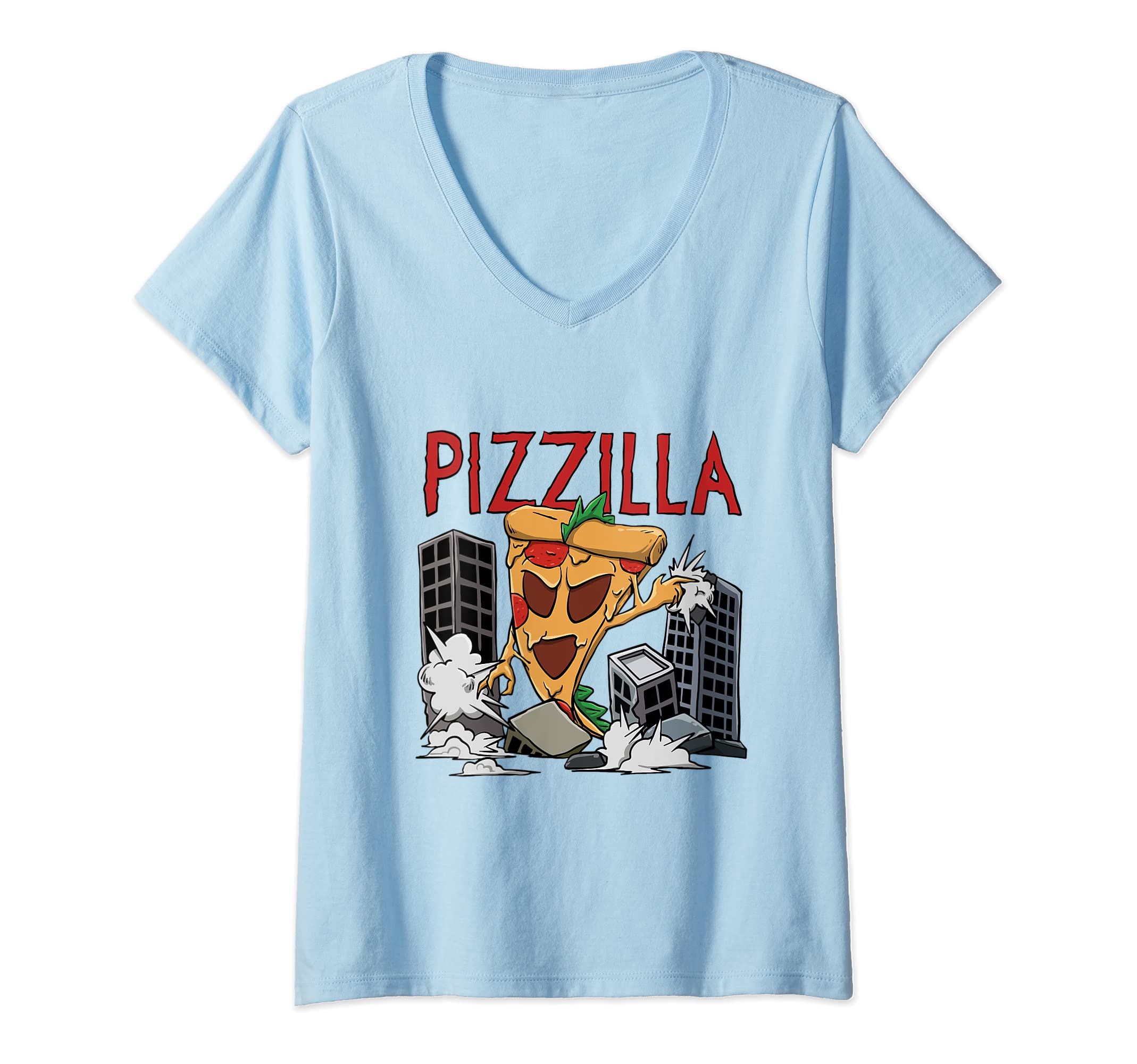 Pizza Baker DesignWomens Pizilla Design for a Hobby pizza maker V-Neck T-Shirt