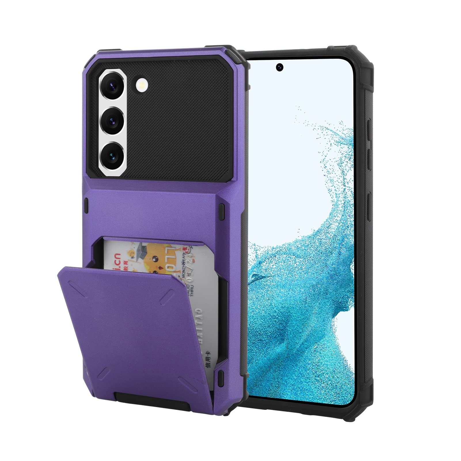 Marphe Wallet Case for Samsung Galaxy S23 Case with 4-Card Credit Card Holder Slot Shockproof Cover Hybrid Heavy Duty Protection Armor Phone Case Compatible with Samsung Galaxy S23-Purple
