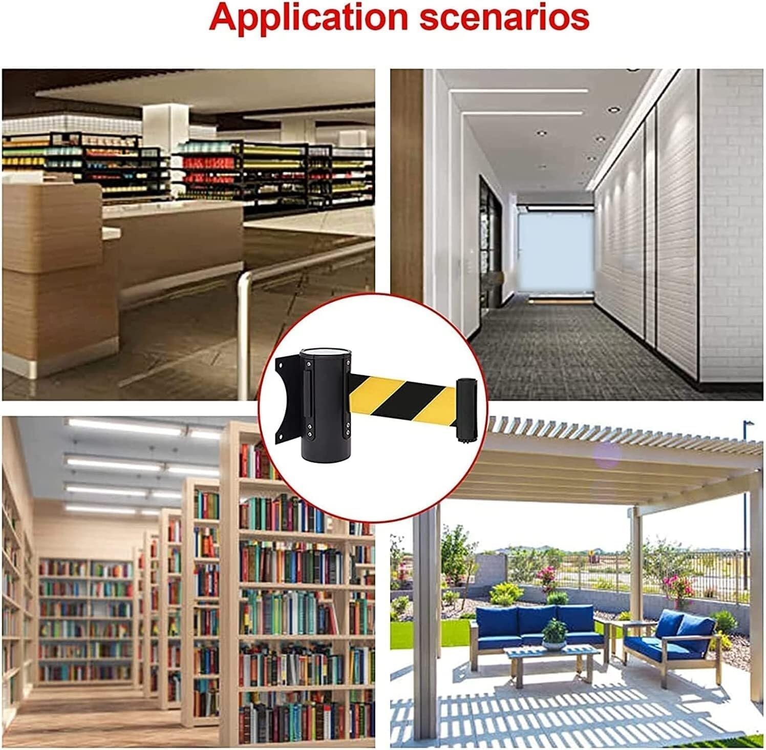 Queue Divider Crowd Control Solution Wall-Mounted Belt Barrier Crowd Control Wall Barrier,Retractable Belt Barrier Wall Mount Queue Rope Barrier Isolation Tape Safety Warning Tape Fence